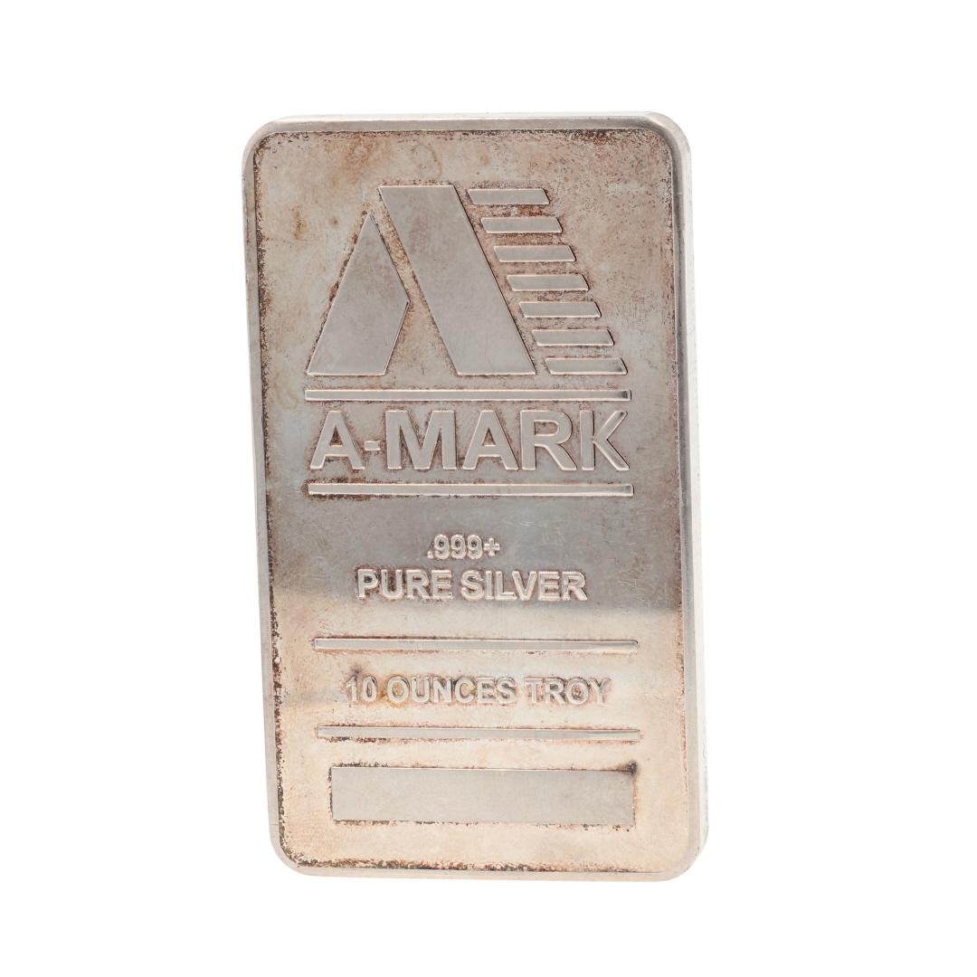A-Mark 10 Troy Ounces .999+ Pure Fine Silver Bar