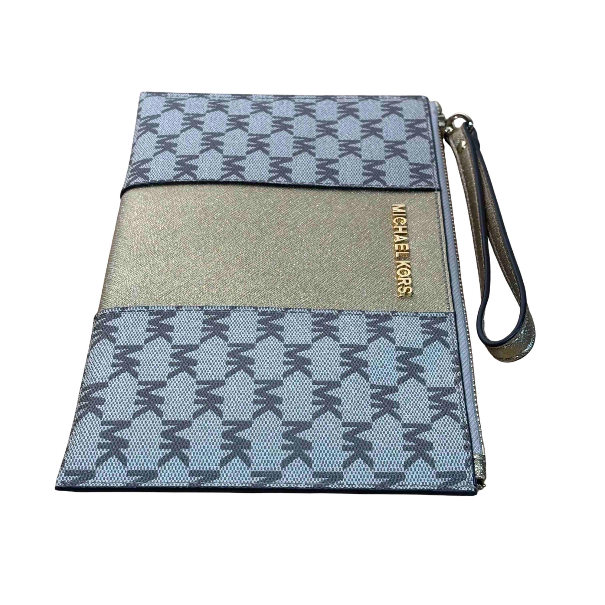 Michael Kors Large Center Stripe MK MM Signature Zip Clutch