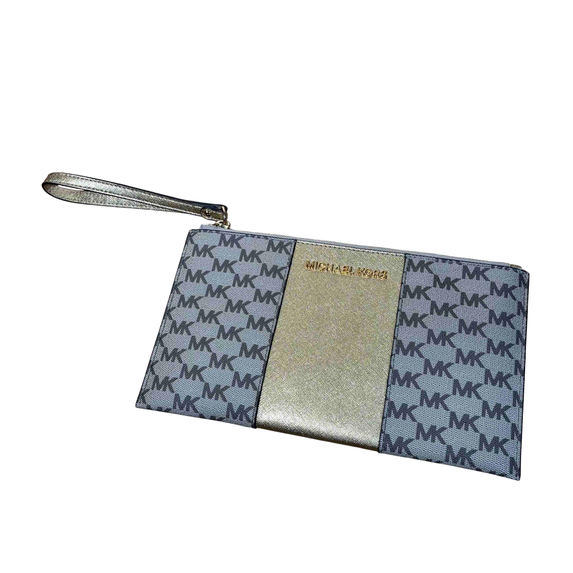 Michael Kors Large Center Stripe MK MM Signature Zip Clutch