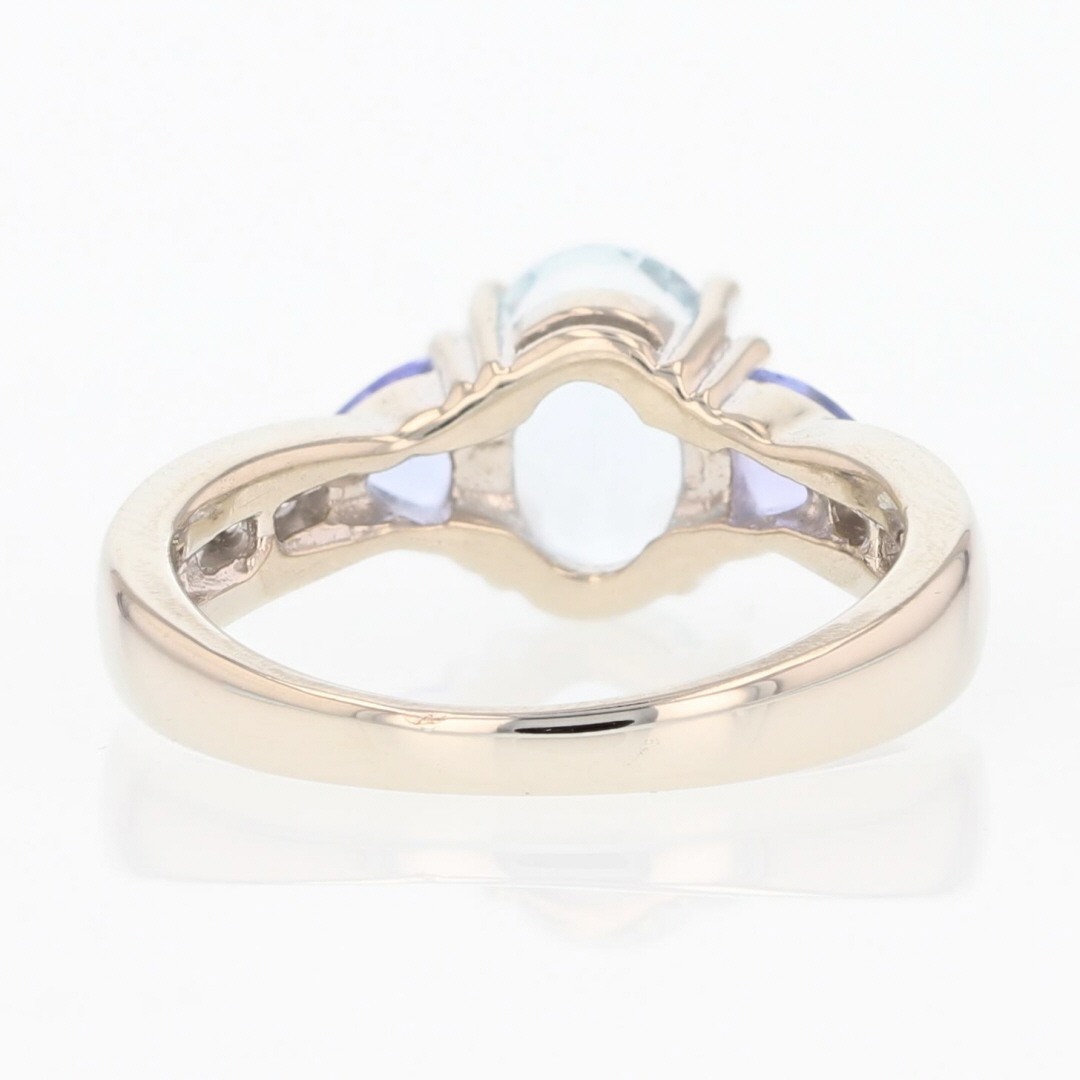 1.56ctw Aquamarine, Tanzanite and Diamond Three-Stone Ring