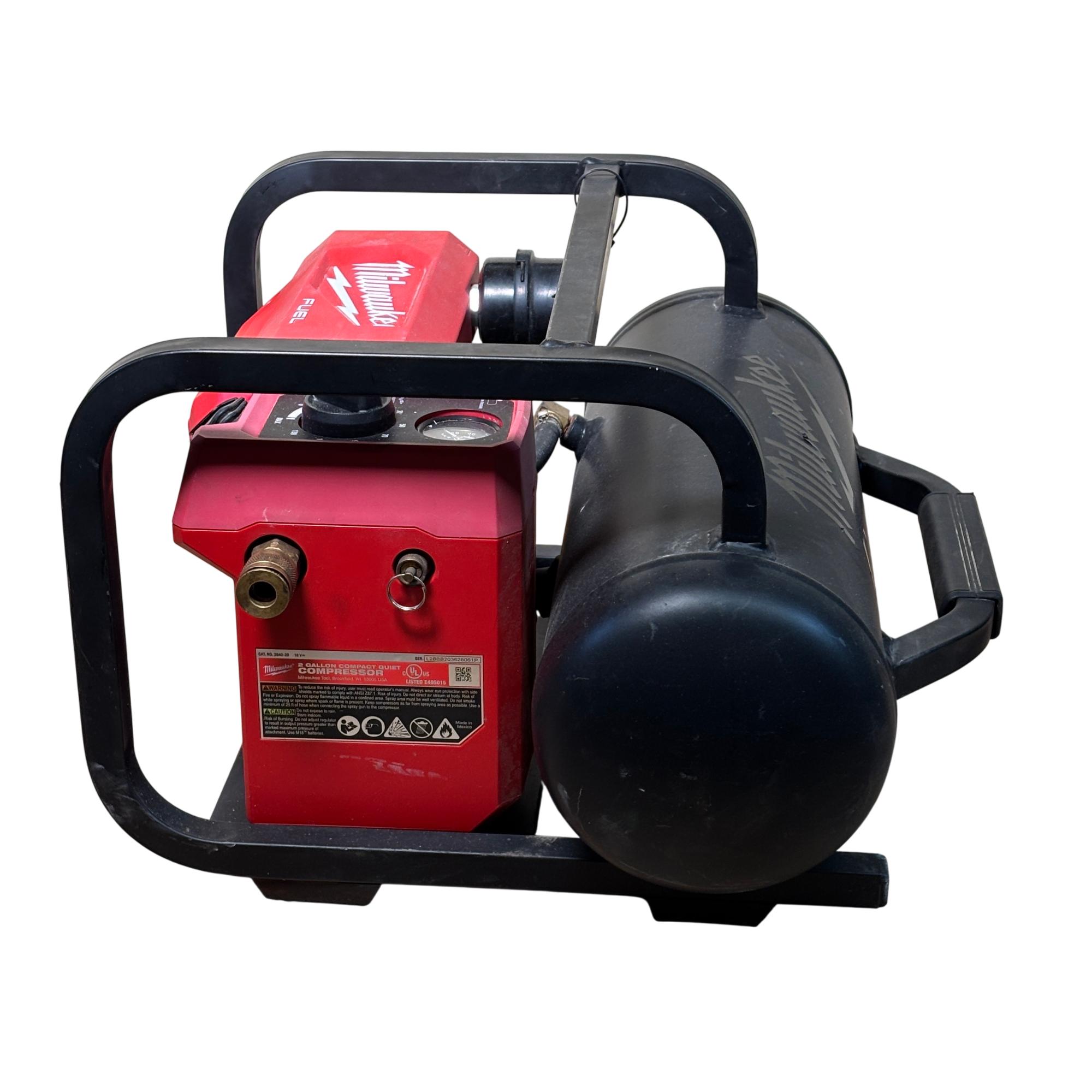 Milwaukee 2840-20 2-Gallon Compact Quiet Compressor – Cordless M18, 68 DB, Runs Up To 1,600 Brad Nails Per Charge