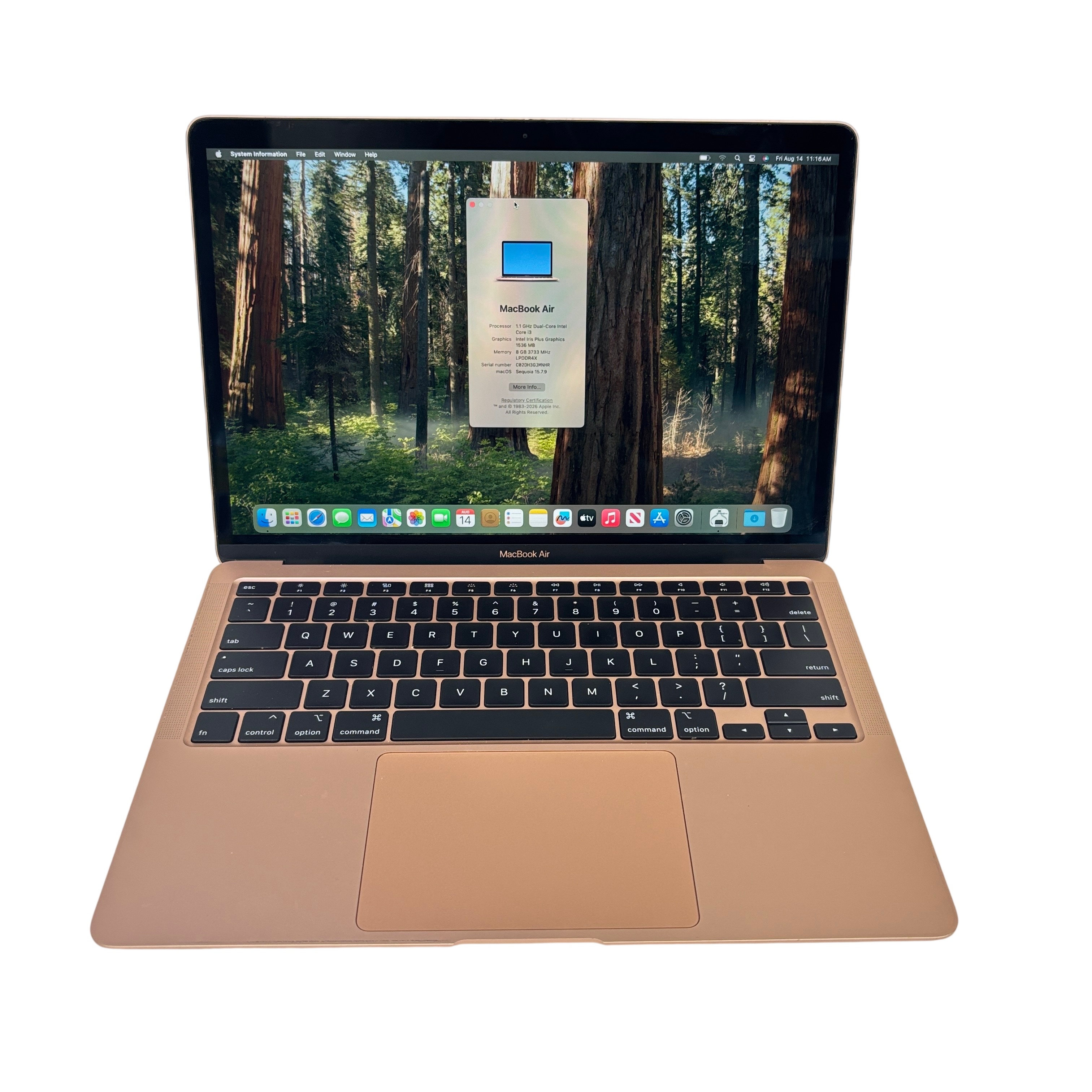 MacBook Air M1,2020 US配列 Apple MacBook Air 2020 MWTJ2LL/A Core i3-1000NG4 1.1GHz 8GB RAM