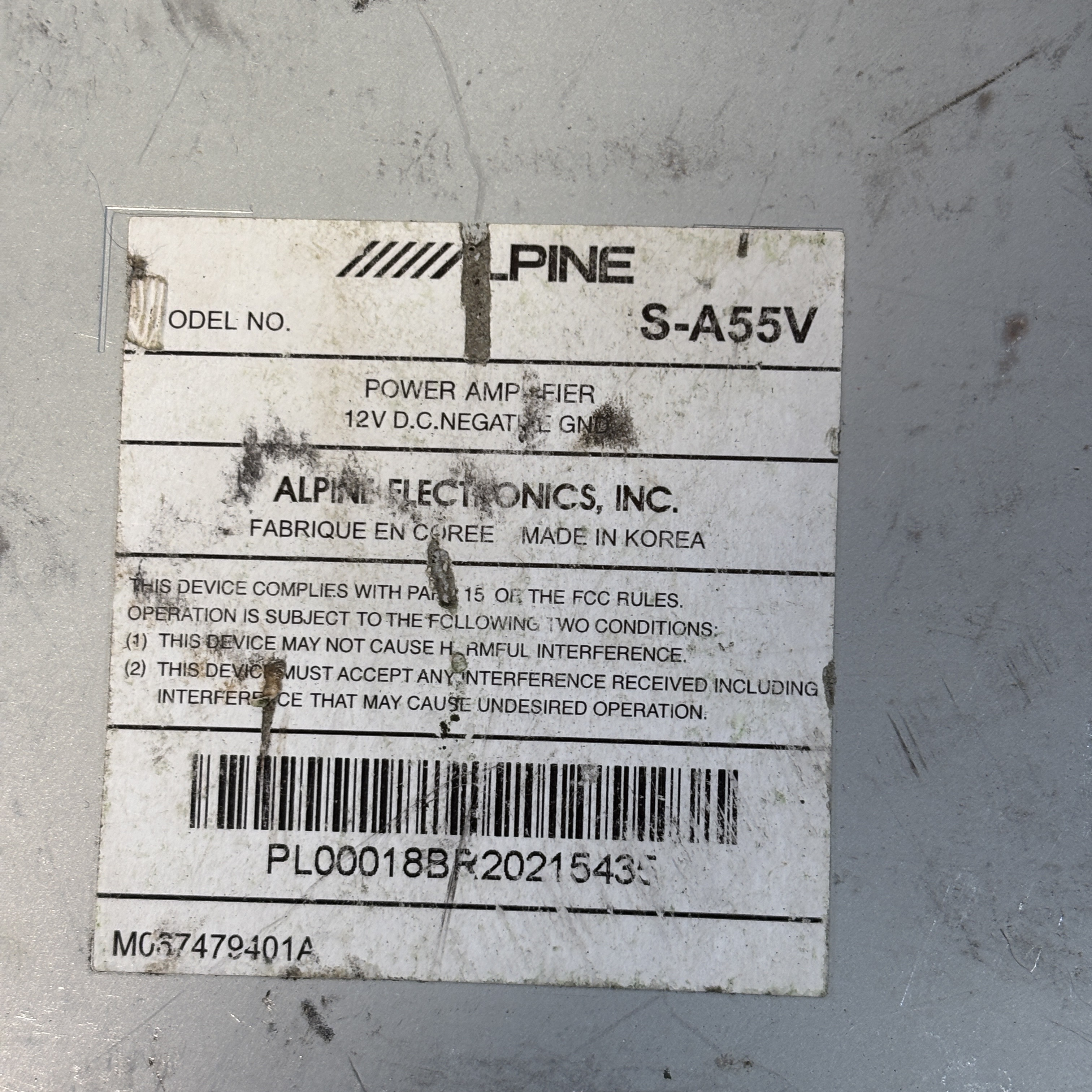 Alpine S-A55V Blk S-Series 5Ch 40W RMSx4 @ 4Ohms/300W RMSx1