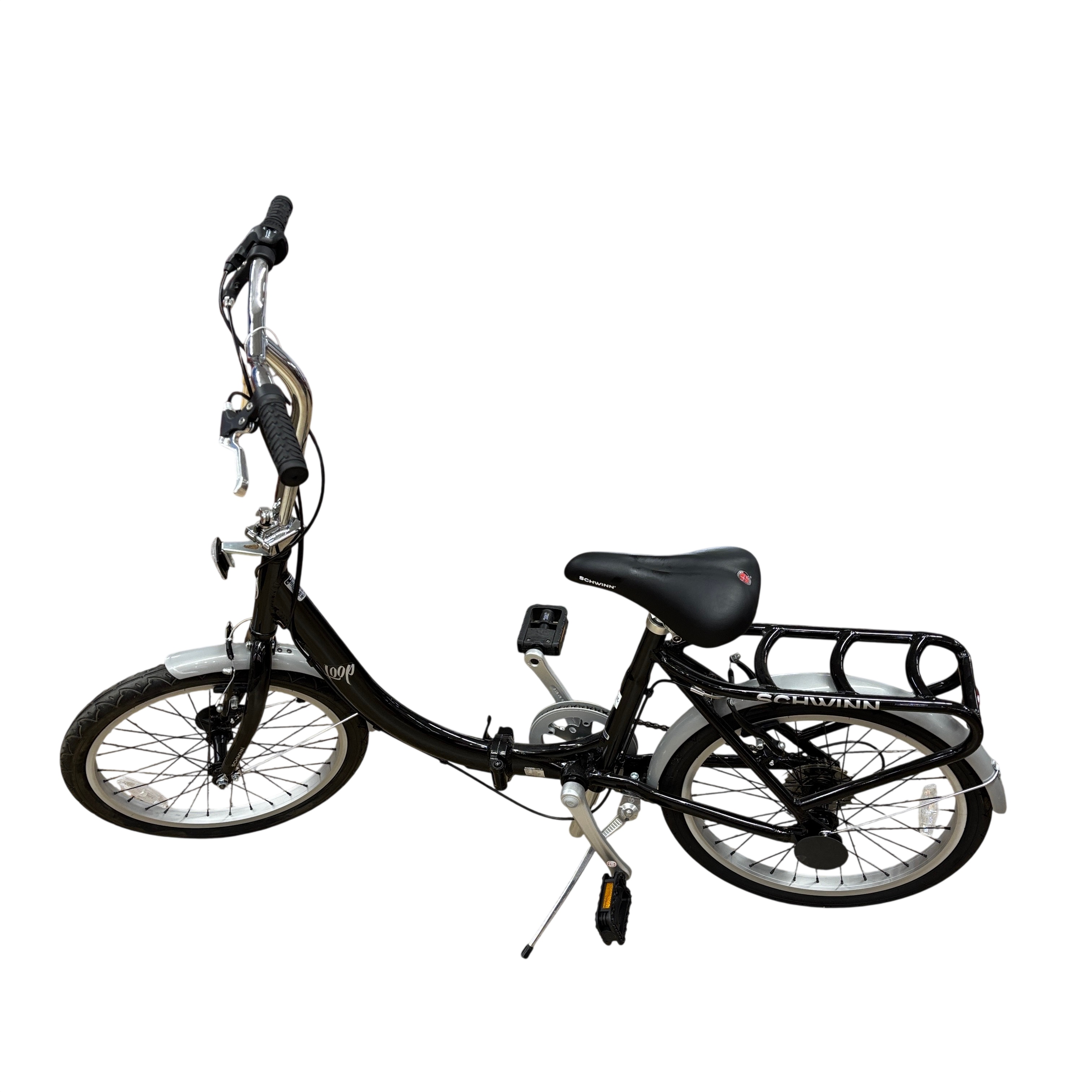 schwinn loop bicycle Folding Bike, 20 Inch Bike for Adults and Kids, 7 Speed, Lightweight Aluminum Folding Frame, Integrated Rear Carrier, Front and Rear Linear Pull Brakes, Foldable Bikes for Adults cmpers or small airplanes Schwinn Loop 20" Folding Bike