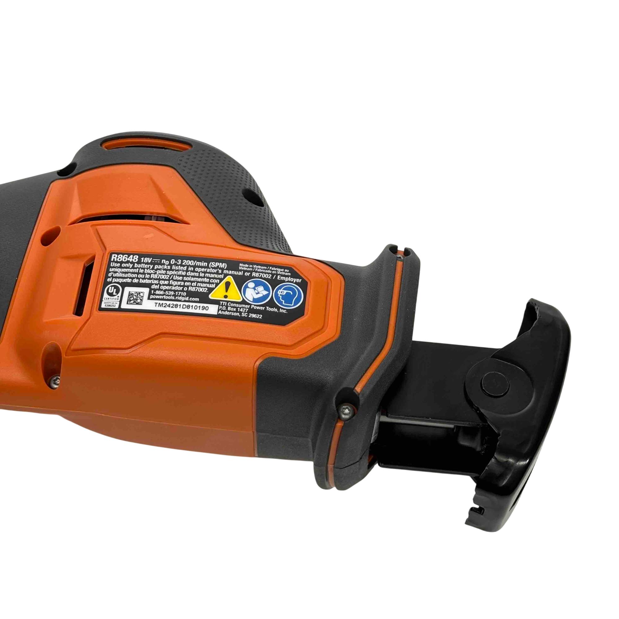 Ridgid R8648 18V SubCompact Brushless -Handed Reciprocating Saw 0190 ...