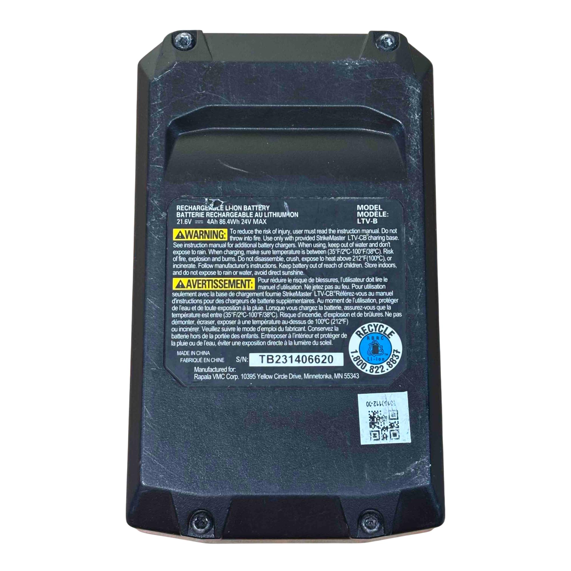 Strike Master Ice Augers LTV-B Red Black Lithium 24-Volt 4Ah