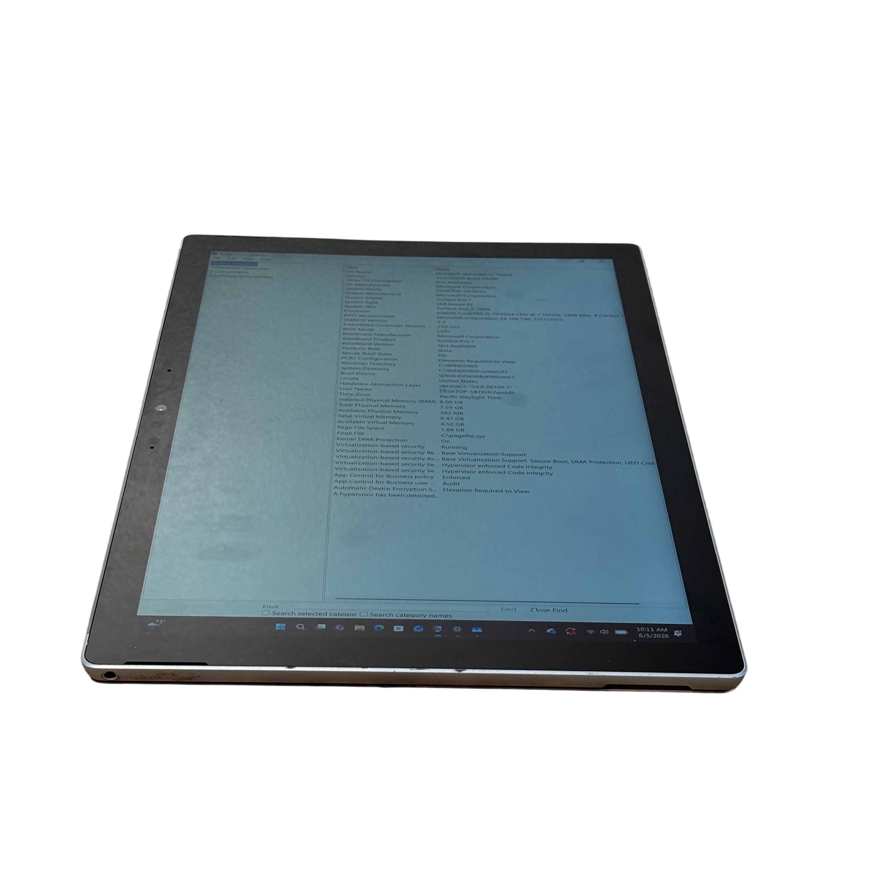 Microsoft Surface Pro7 1866 Intel Core i5-1034G4 1.10GHz 8GB RAM