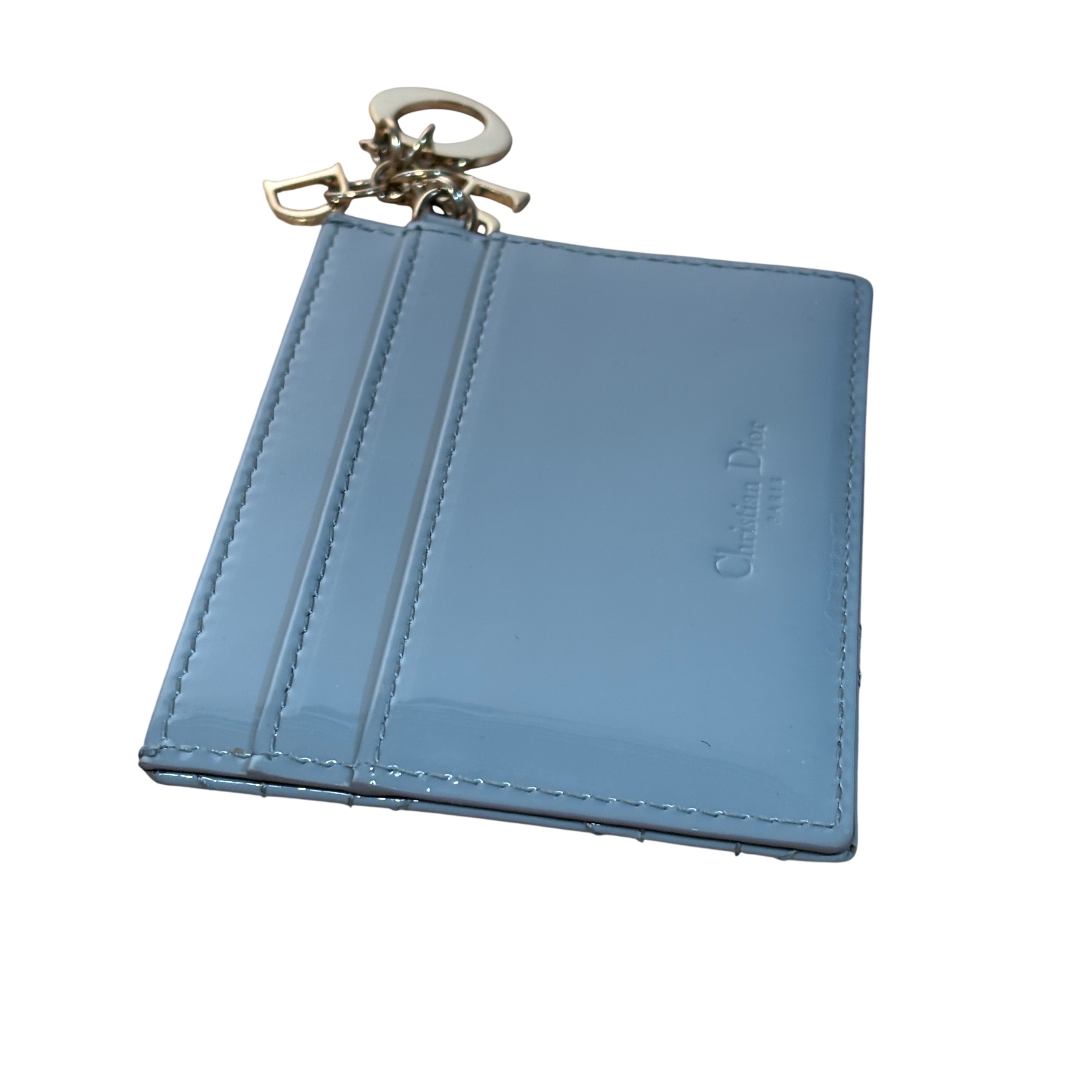 Christian Dior Blue Freesia 3-Card Leather Card Holder 4