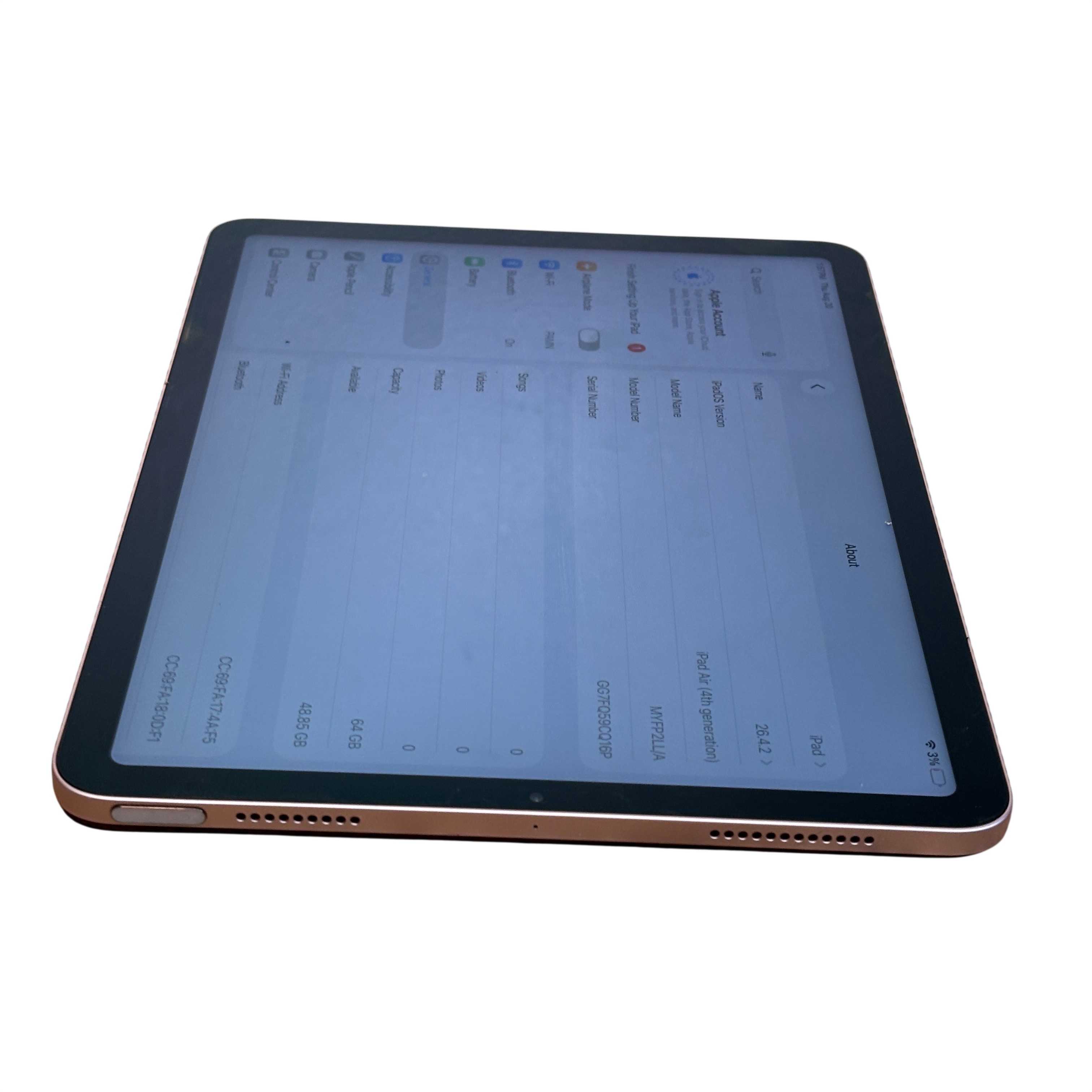 Apple iPad Air Generation 4 MYFP2LL/A A2316 Rose Gold 64GB