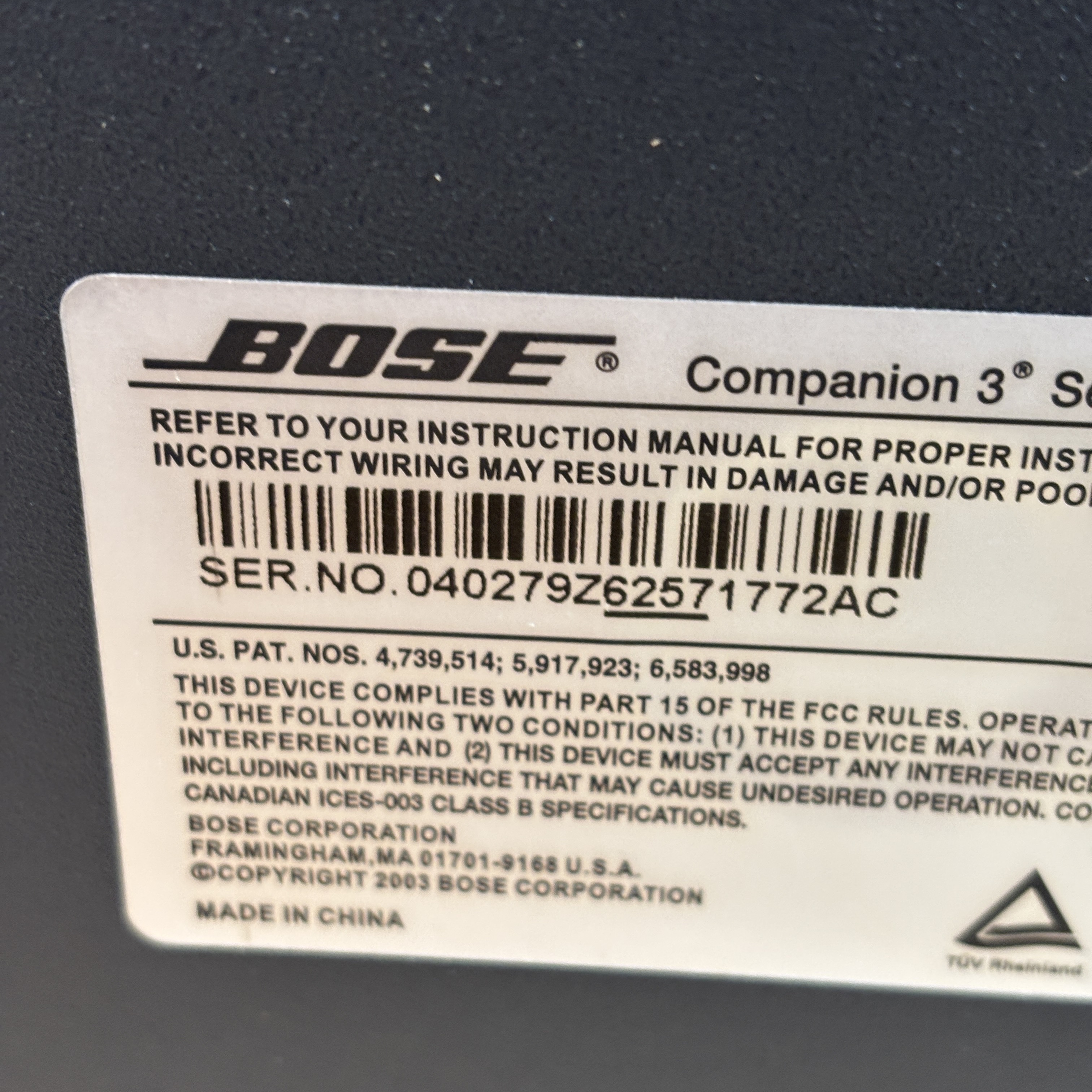 Bose Companion 3 Series II Multimedia Speaker System 2.1Ch Speaker