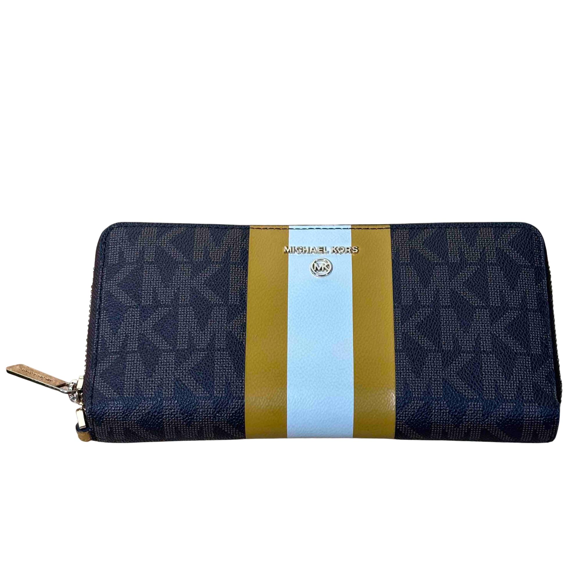 Michael Kors Jet Set Travel Continental Logo Striped Zip Wallet