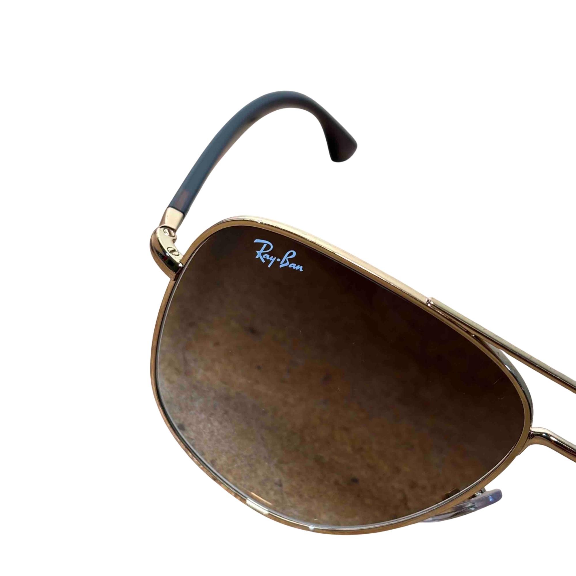 Ray-Ban RB3683 Gold Framed Aviator Sunglasses 135N2 / Brown 