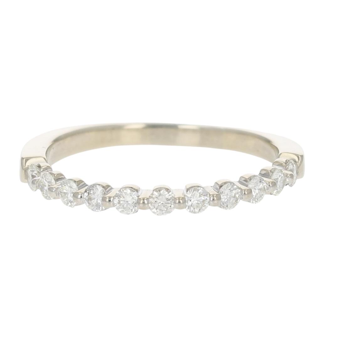 .29ctw Round Cut Diamond Pavé Wedding Band Ring 14k White Gold Size 5.75