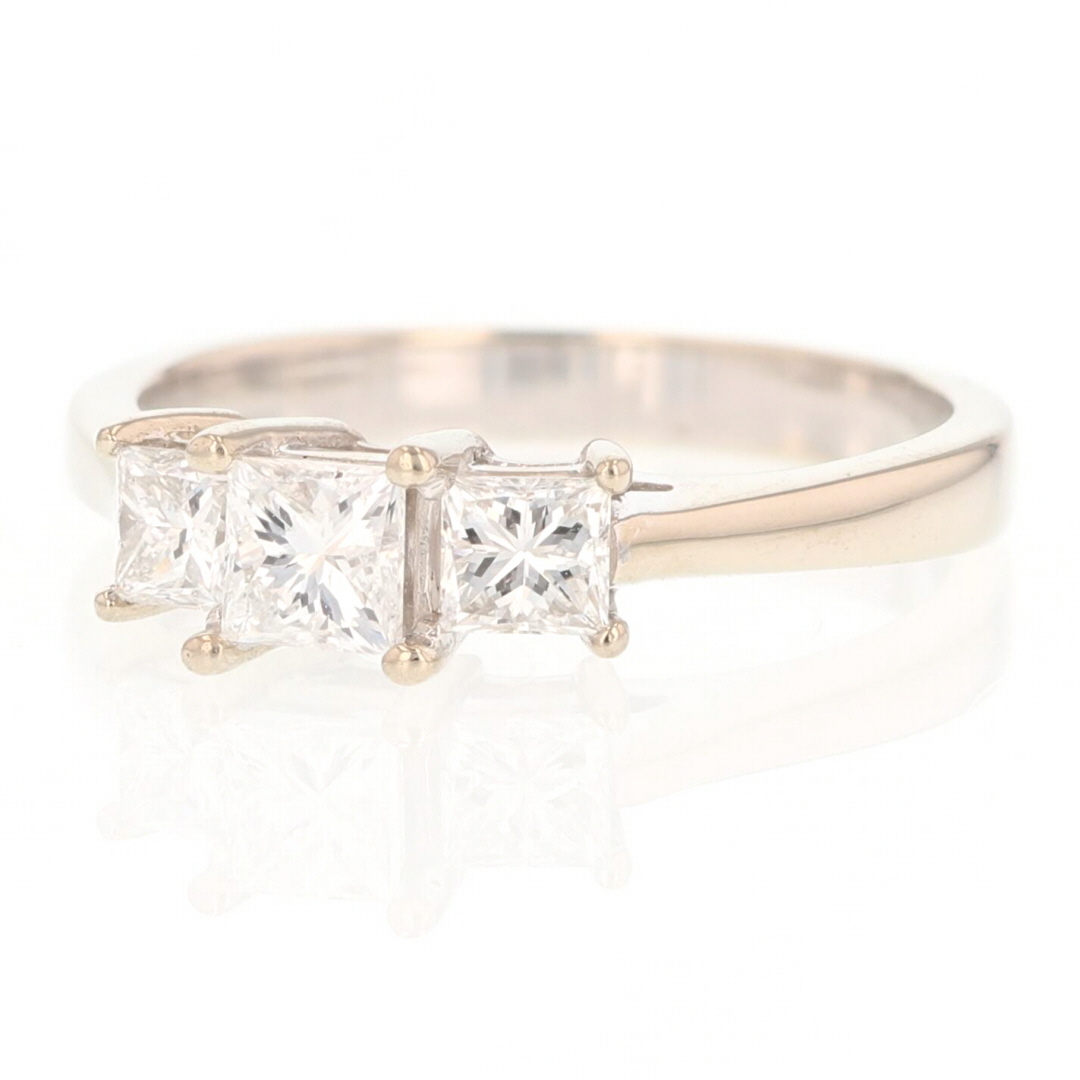 1.00ctw Princess Cut Diamond Three-Stone Engagement Ring 14k White Gold ...
