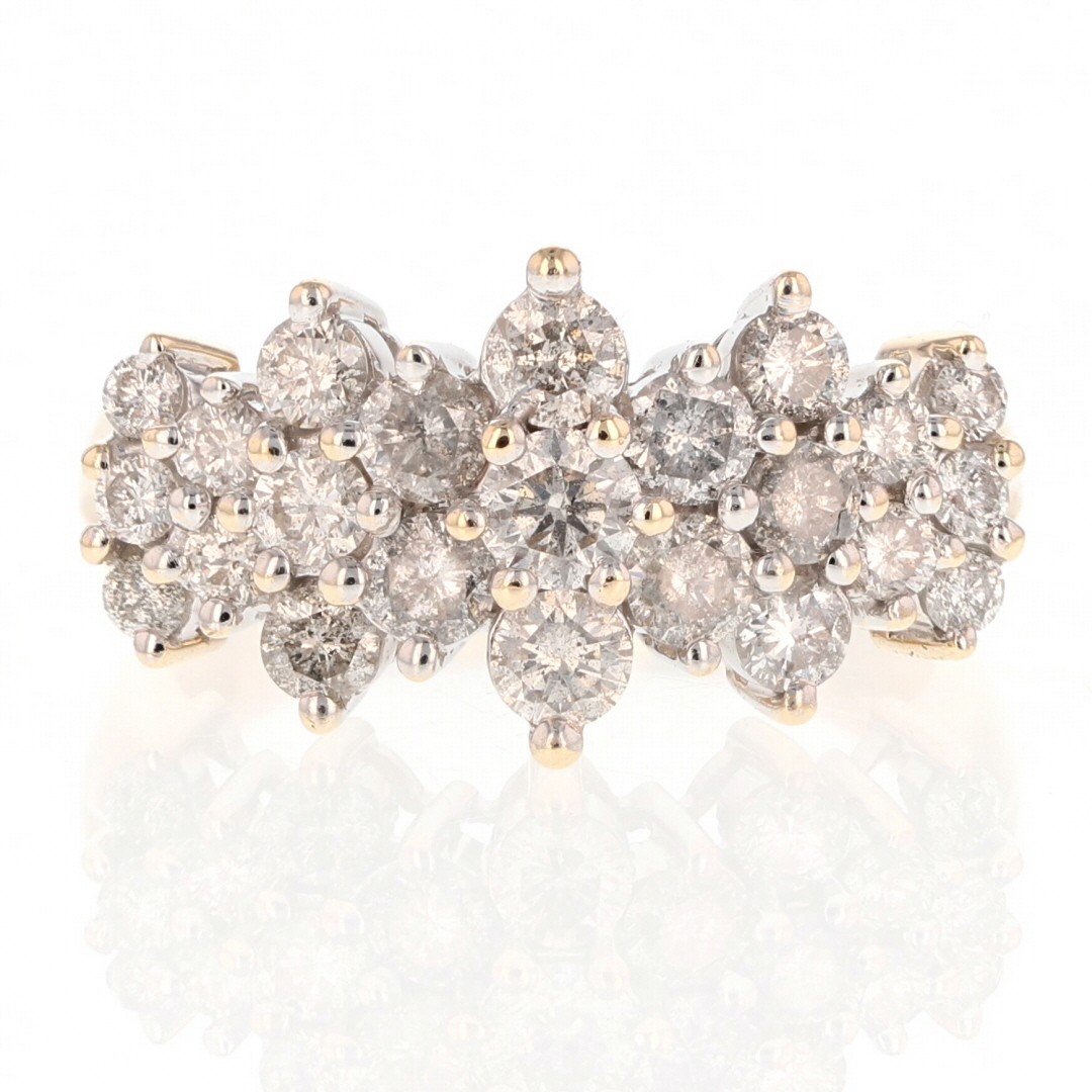 2.90ctw Diamond Horizontal Cluster Statement Ring 10k Yellow Gold Size ...