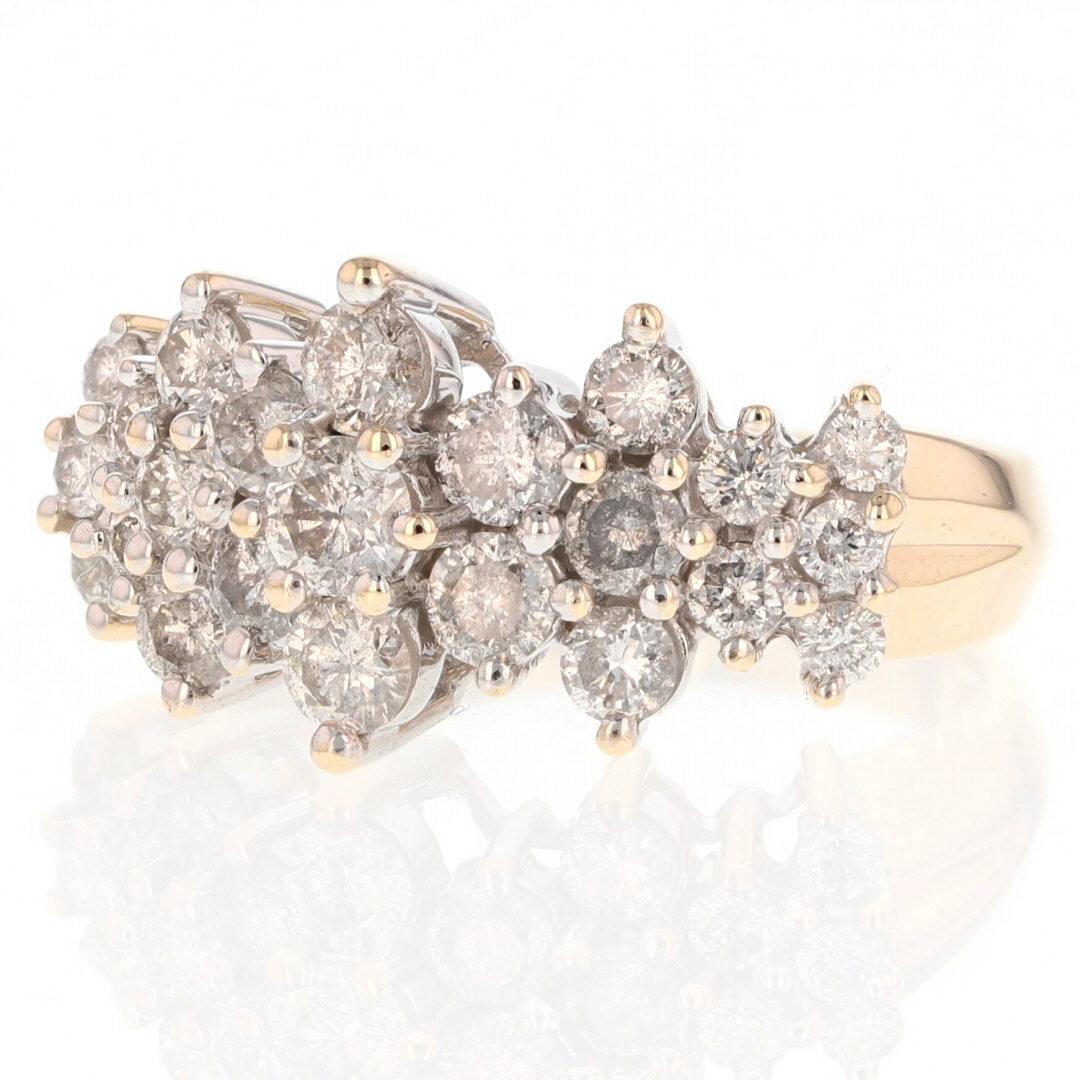 2.90ctw Diamond Horizontal Cluster Statement Ring 10k Yellow Gold Size ...