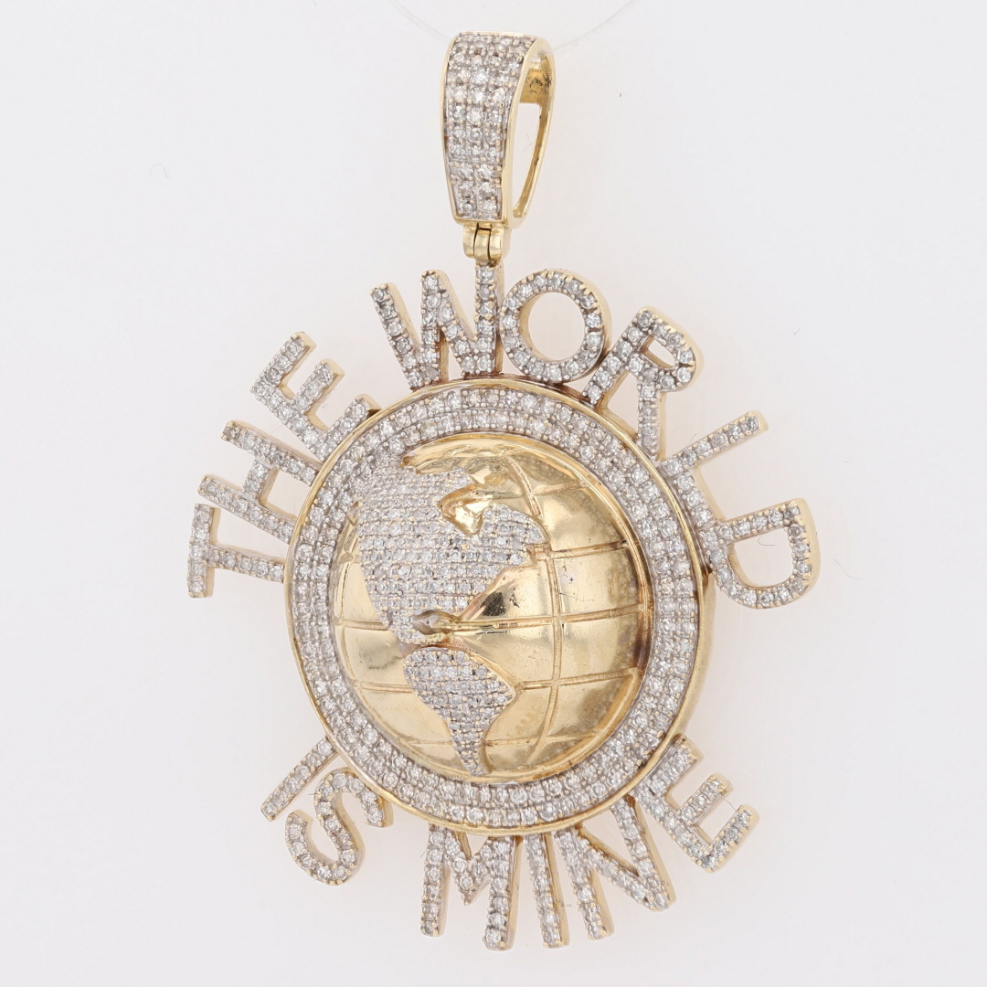 79ctw Diamond The World is Mine Pendant w/o Chain 10k Yellow Gold