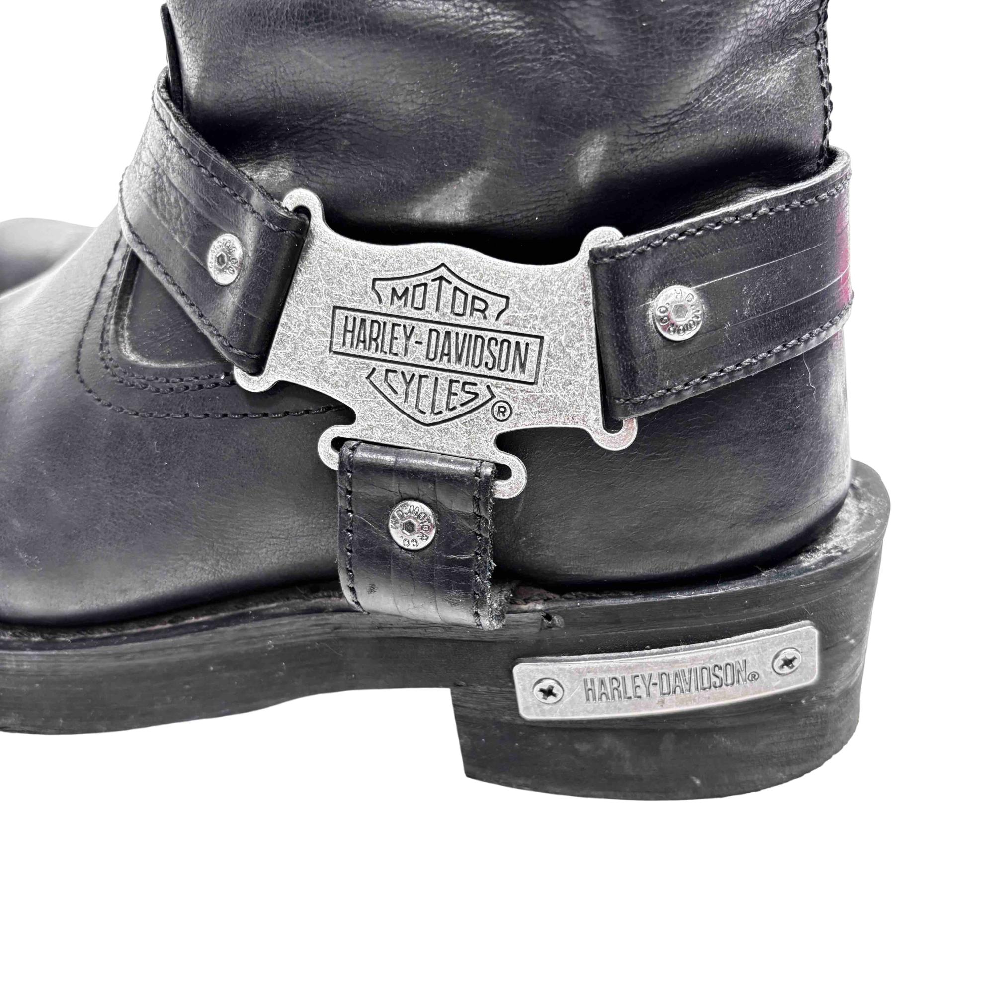 Harley Davidson Mens Leather Moto Boots Size 9 Black Biker Men main image 2