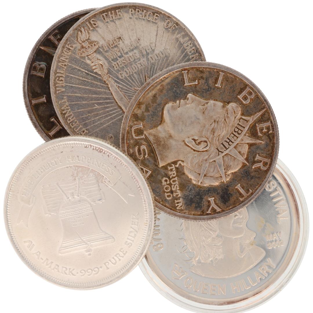Silver Rounds Collection Book 1 oz .999 Fine Silver Rounds Variety Collection Set of 5 Rounds
