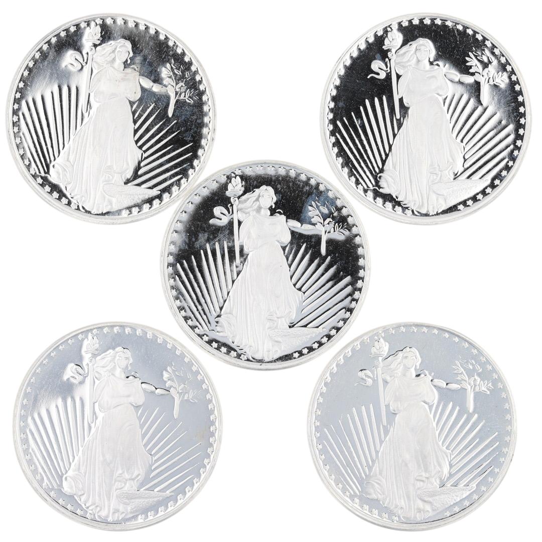 SilverTowne 1 Troy oz .999 Fine Silver Saint Gaudens Round Bullion Set ...