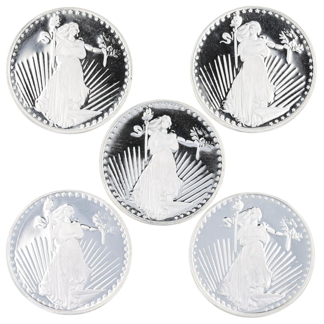 SilverTowne 1 Troy oz .999 Fine Silver Saint Gaudens Round Bullion Set ...