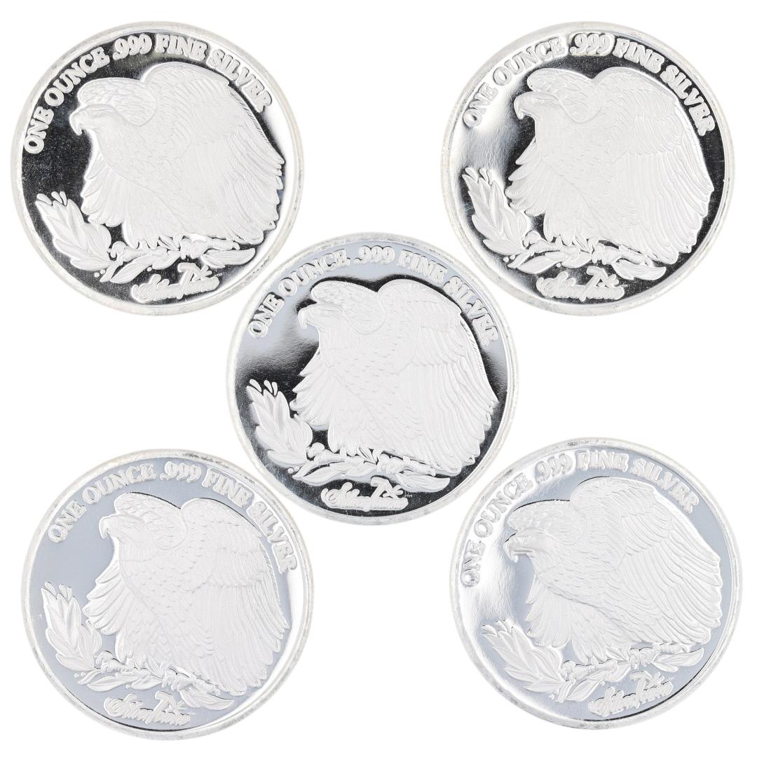SilverTowne 1 Troy oz .999 Fine Silver Saint Gaudens Round Bullion Set ...