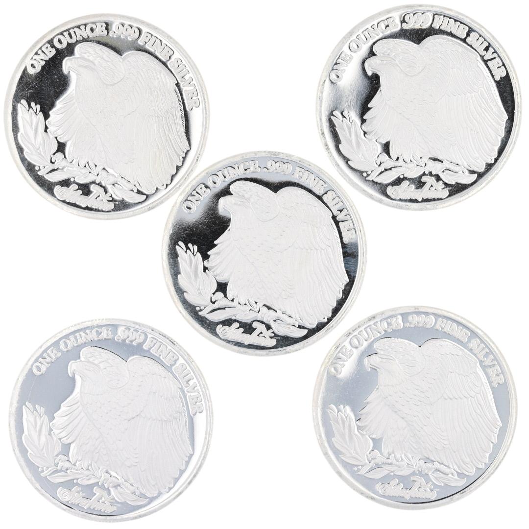 SilverTowne 1 Troy oz .999 Fine Silver Saint Gaudens Round Bullion Set ...