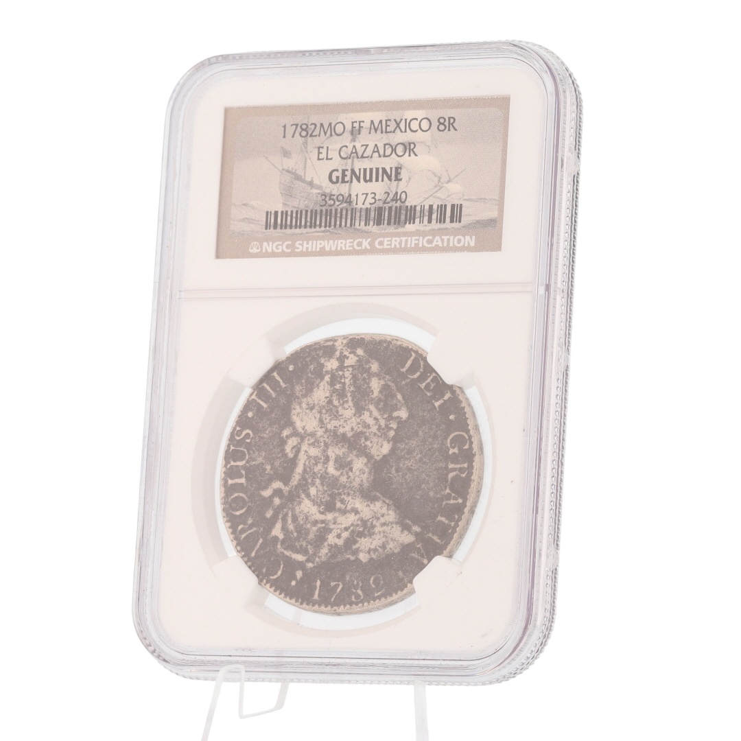 resentment 鬼レア 1782 MO FF Mexico 8 Reales El Cazador Shipwreck Genuine Silver