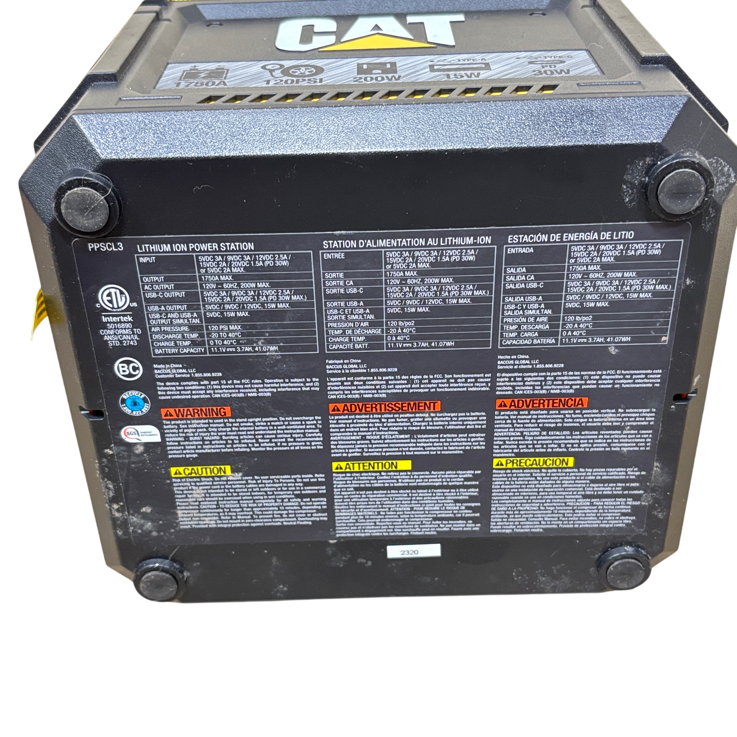 CAT PPSCL3 1750A 12v Portable Jump Starter / Air Compressor Power