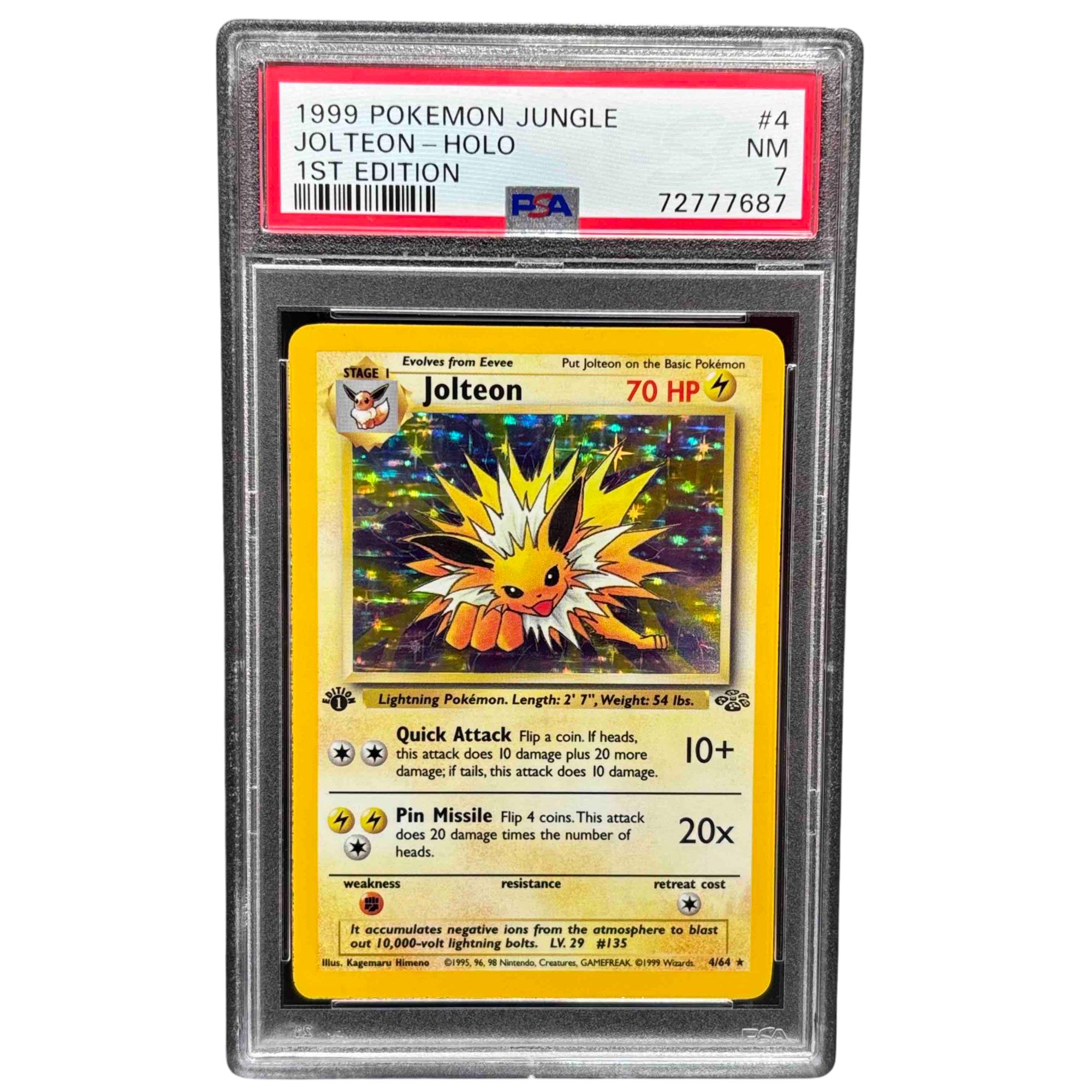 1999 Pok mon Jungle 1st Edition Jolteon Holo 4 PSA 7 NM Trading Card 1999 Pok mon Jungle 1st Edition Jolteon Holo 4 PSA 7 NM Trading Card