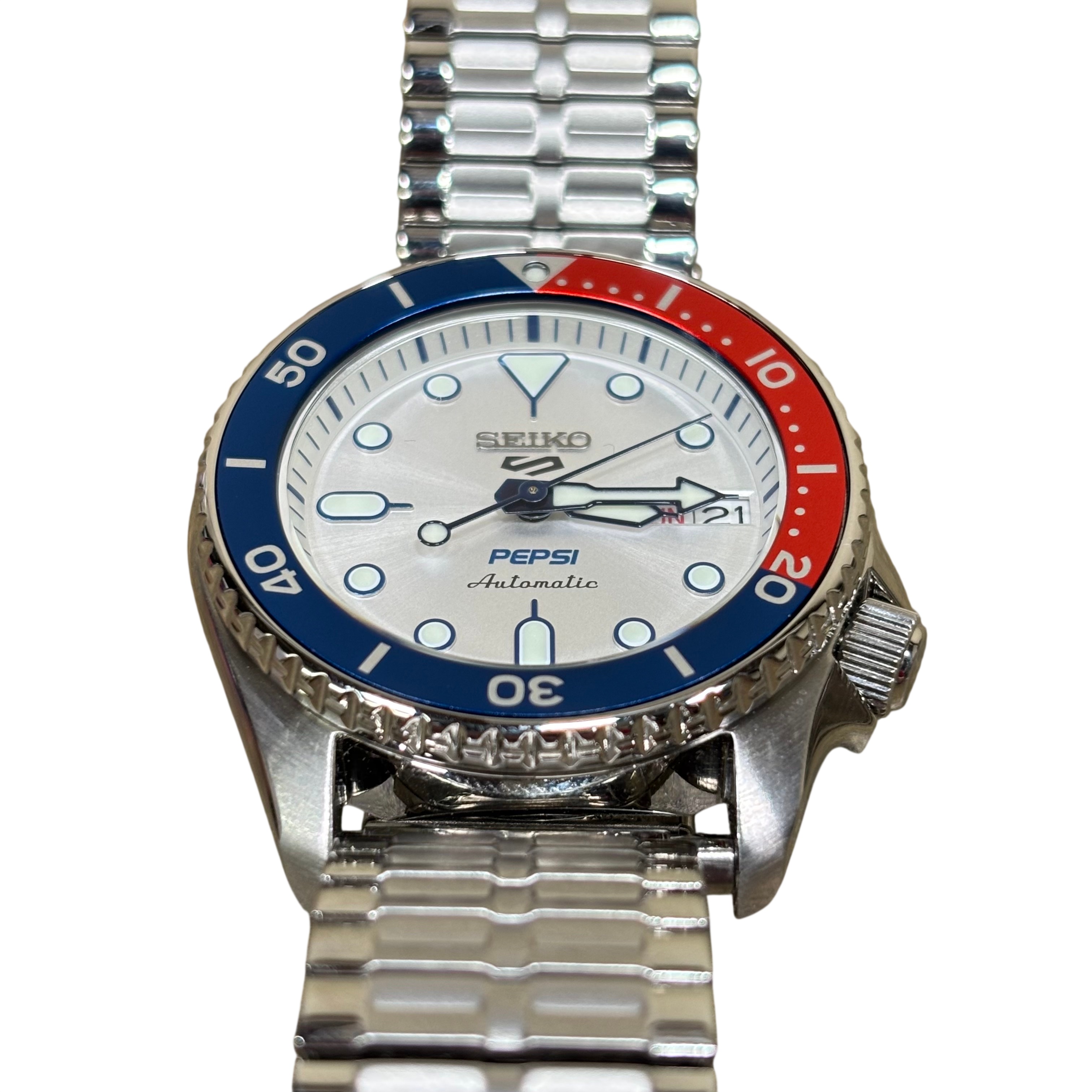 Seiko 5 Sports Pepsi Ld Ed 38mm Automatic Stainless Steel Watch