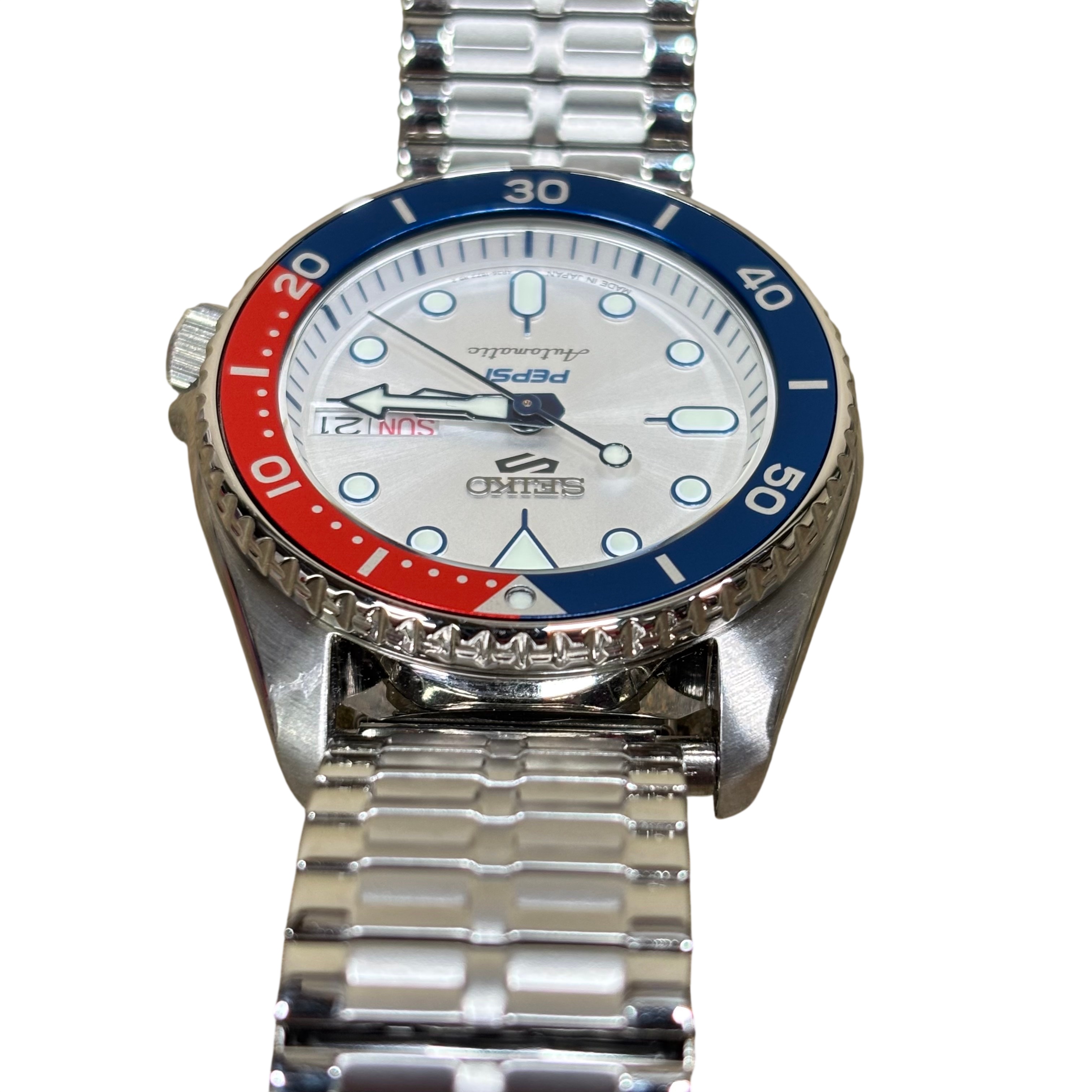 Seiko 5 Sports Pepsi Ld Ed 38mm Automatic Stainless Steel Watch