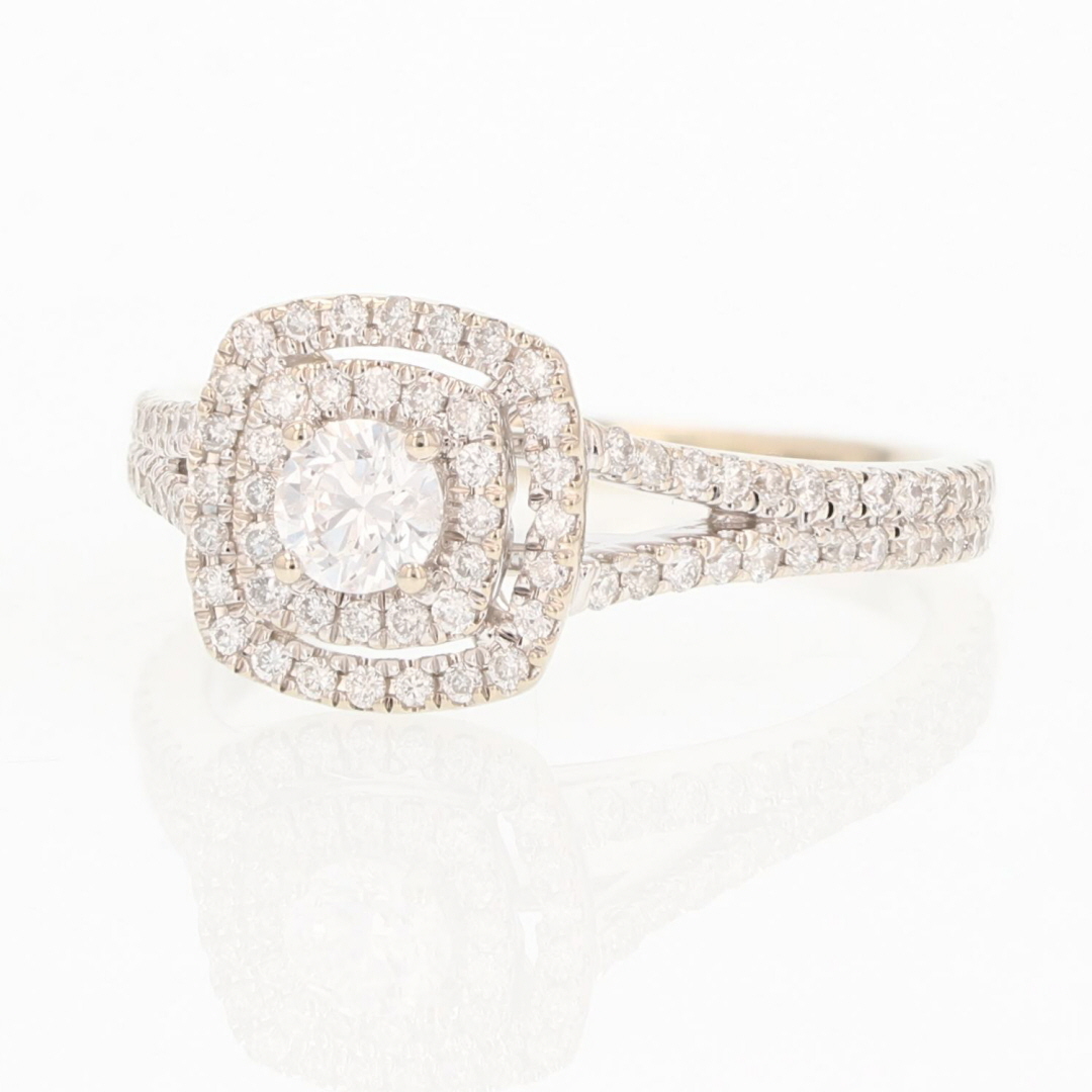 .62ctw Round Cut Diamond Double Halo Engagement Ring 14k White Gold ...