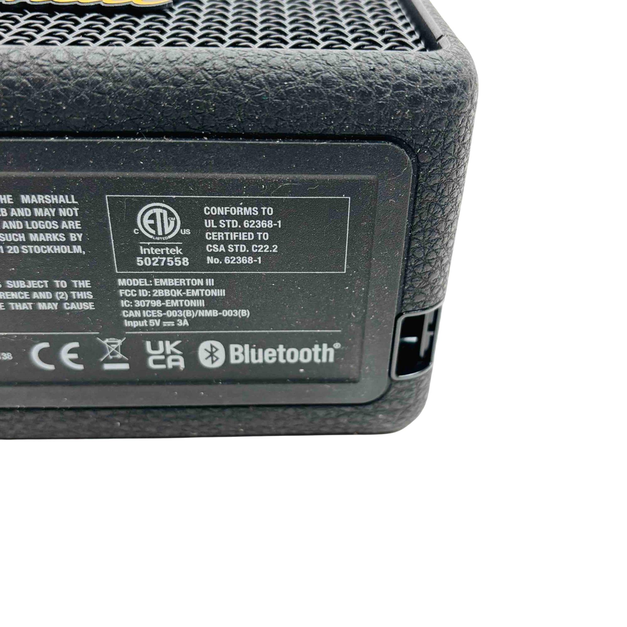 Marshall Emberton III Portable Bluetooth Speaker Black