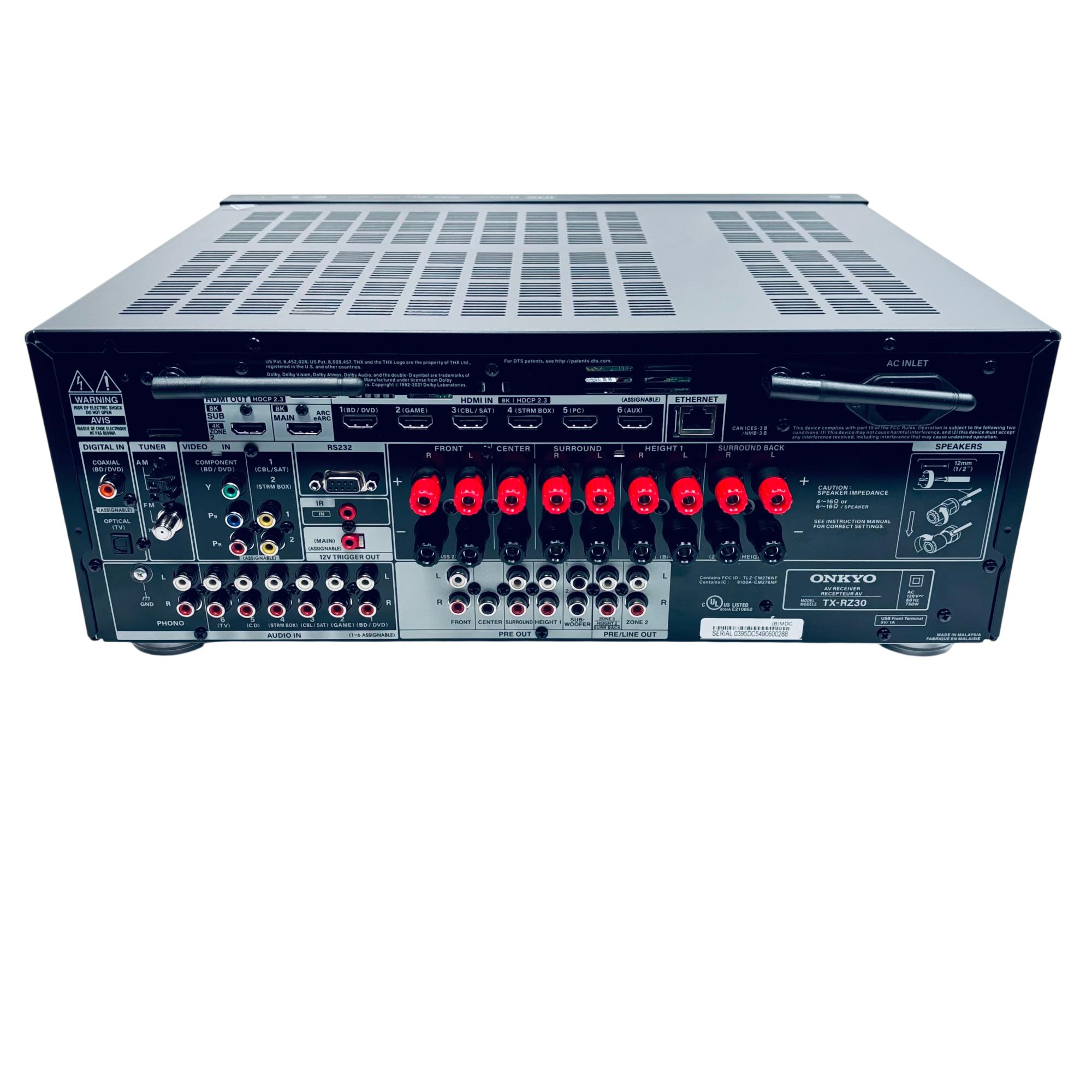 Onkyo TX-RZ30 9.2-Channel AV Receiver 100W/ch - 8K/4K - Dolby Atmos