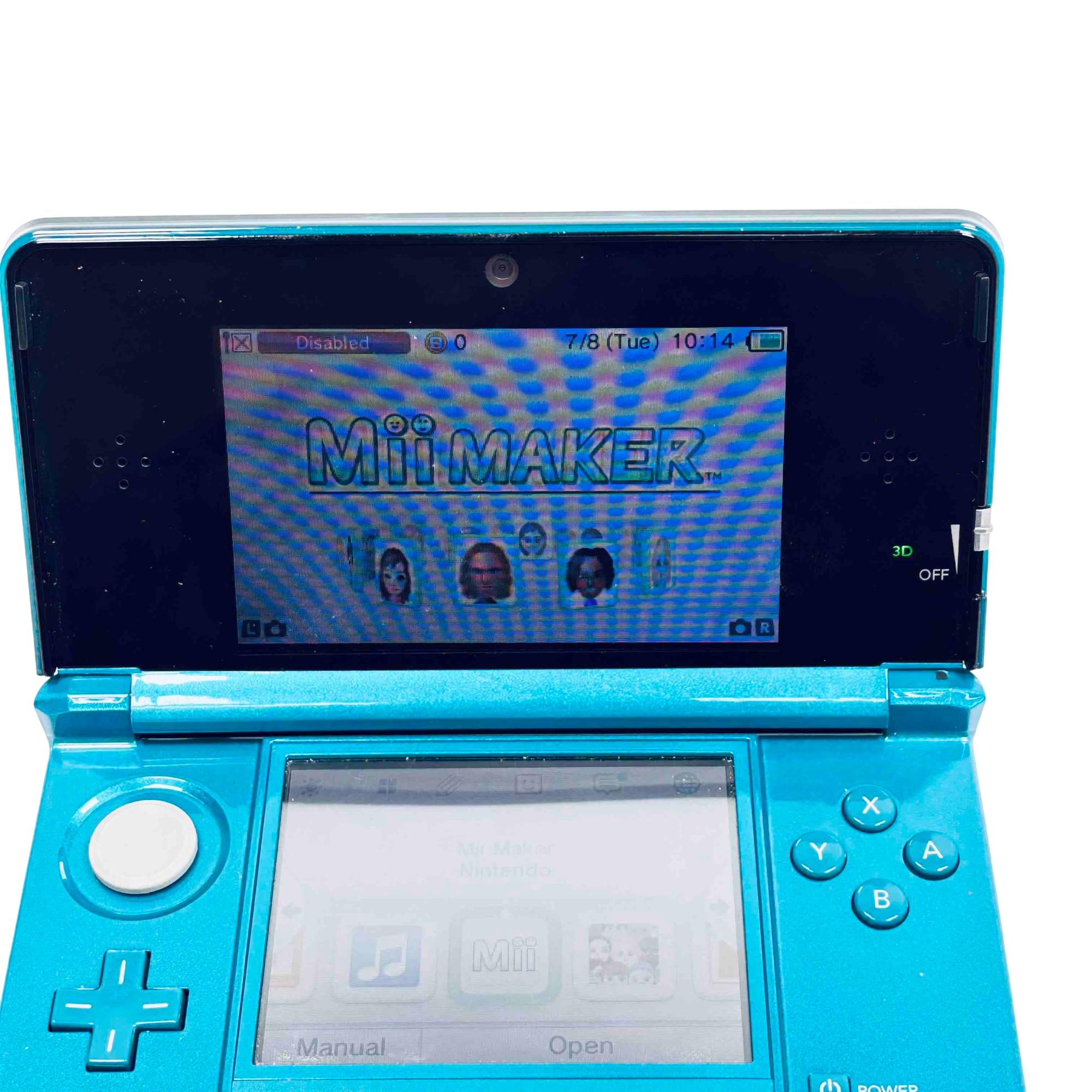 Nintendo 3DS CTR-001 Handheld Video Game System Aqua Blue
