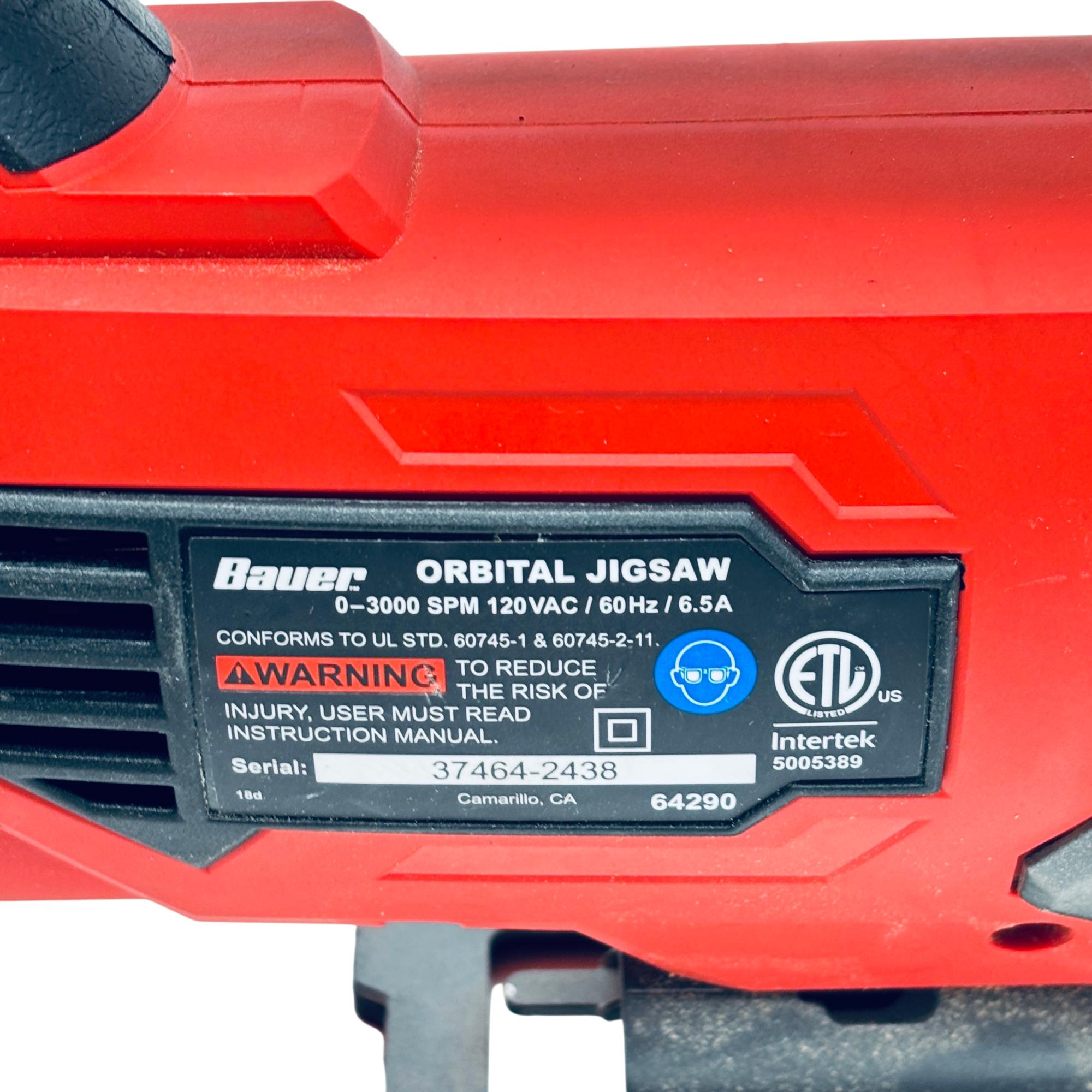 Bauer 64290 Corded Orbital Jigsaw 120V 6.5A