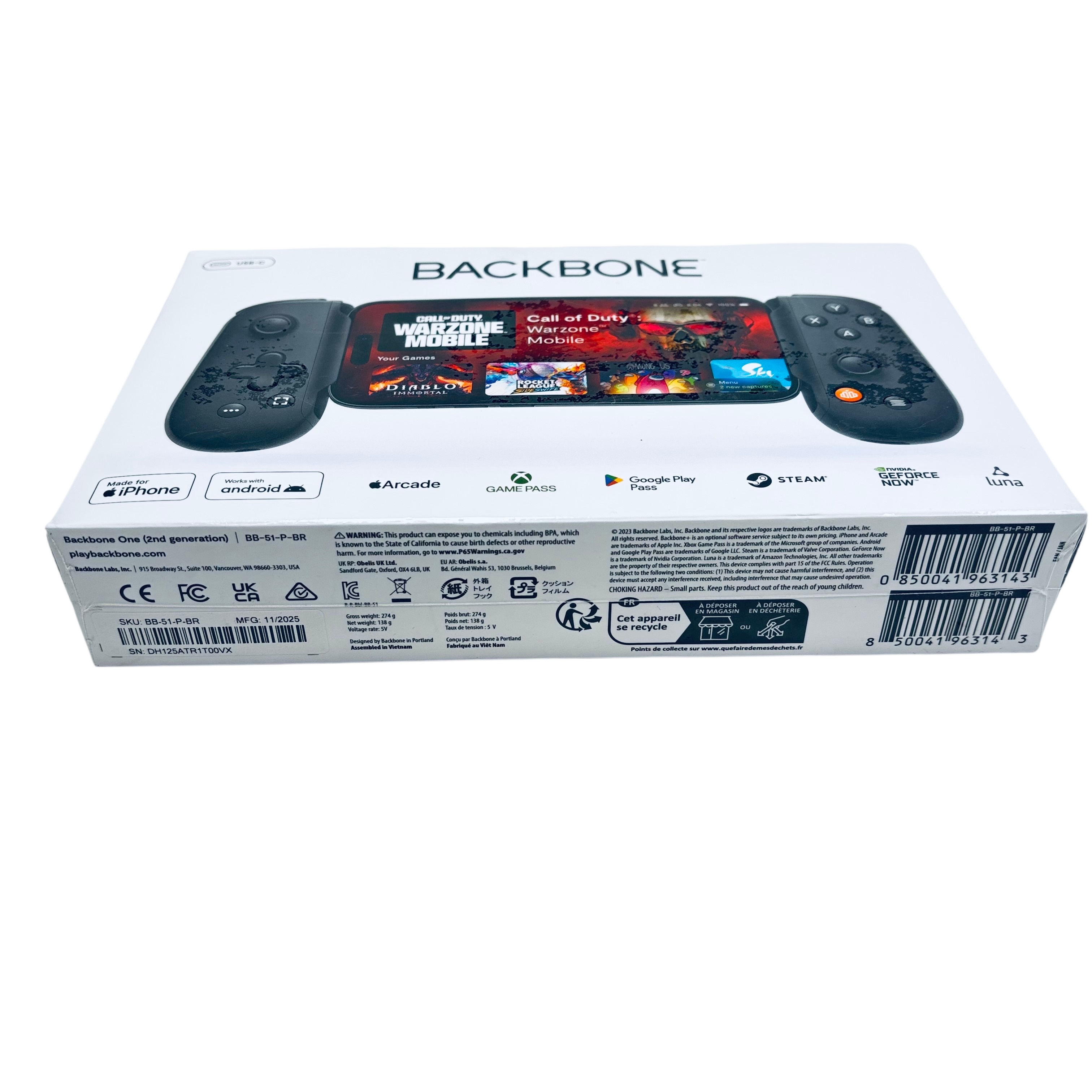 Backbone One BB-51-P-BR 2nd Gen USB-C Mobile Gaming Controller Black