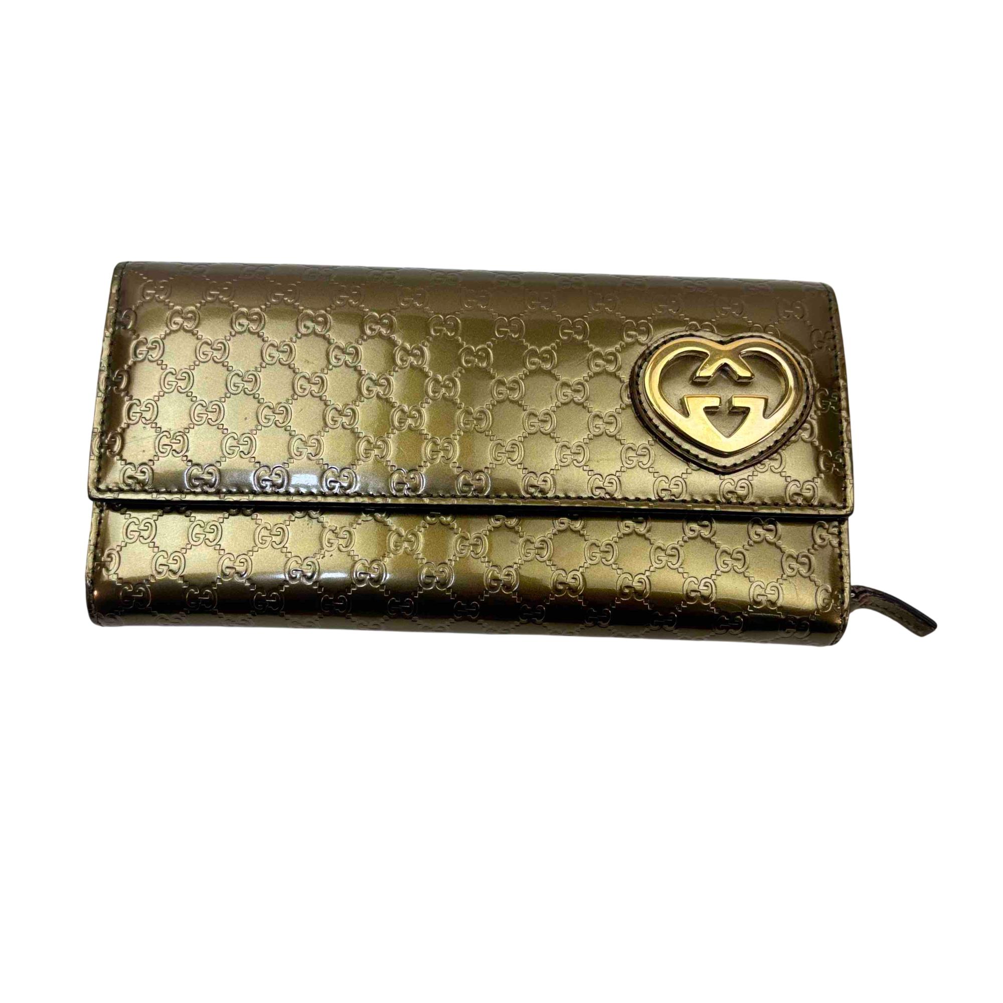 Gucci 245728 GG Shine Heart Plaque Clutch Wallet Shiny Gucci 245728 GG Shine Heart Plaque Clutch Wallet Shiny