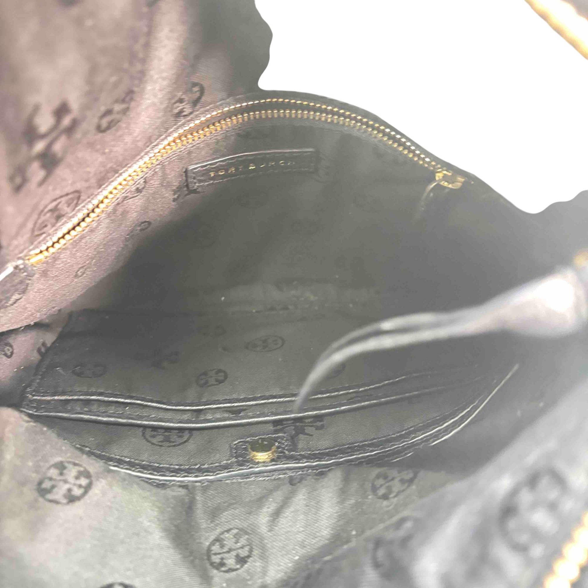 Tory Burch Pebbled Black Leather Fold Over Designer