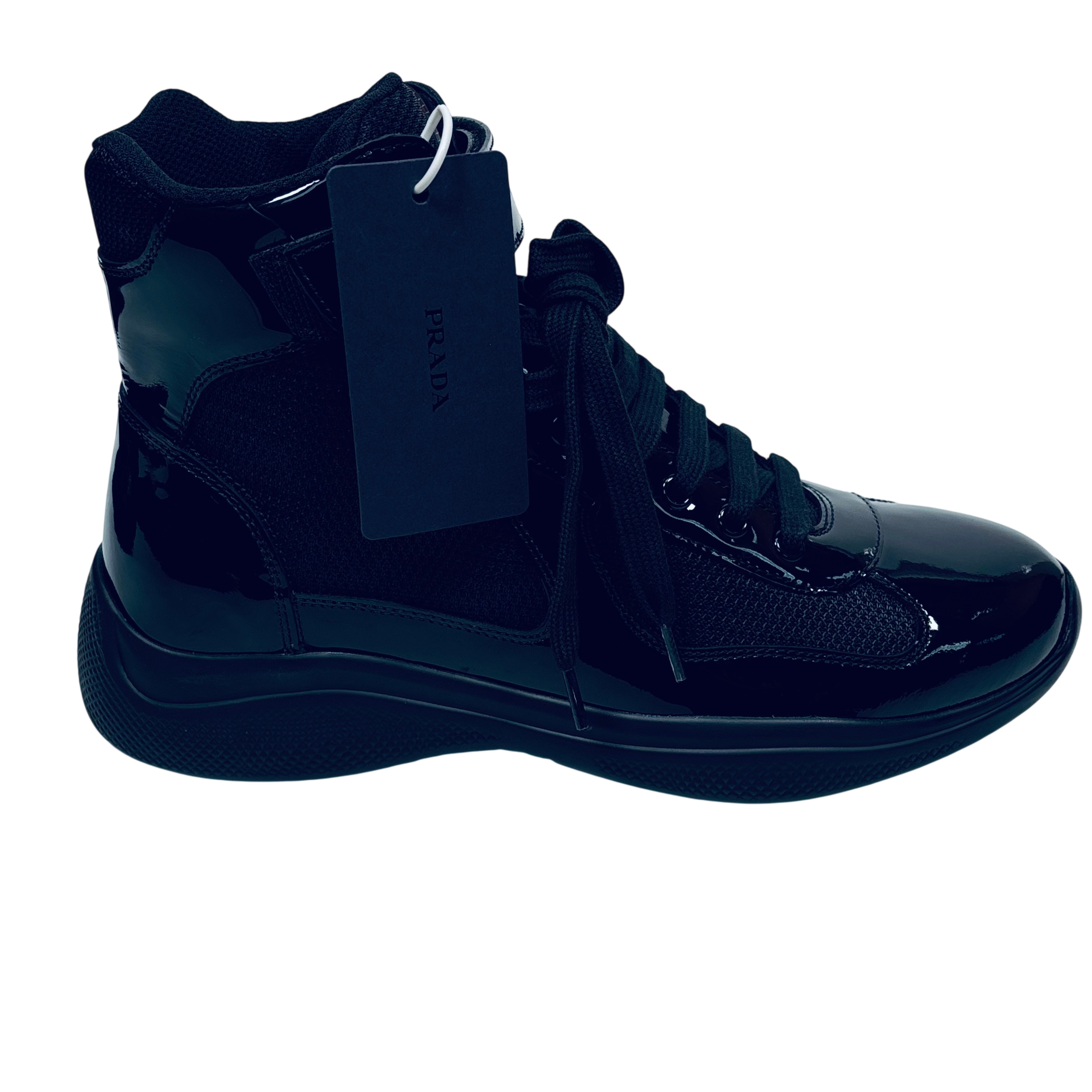 Prada 4T3461 Vernice Bike Mens High-Top Sneakers US Size 5