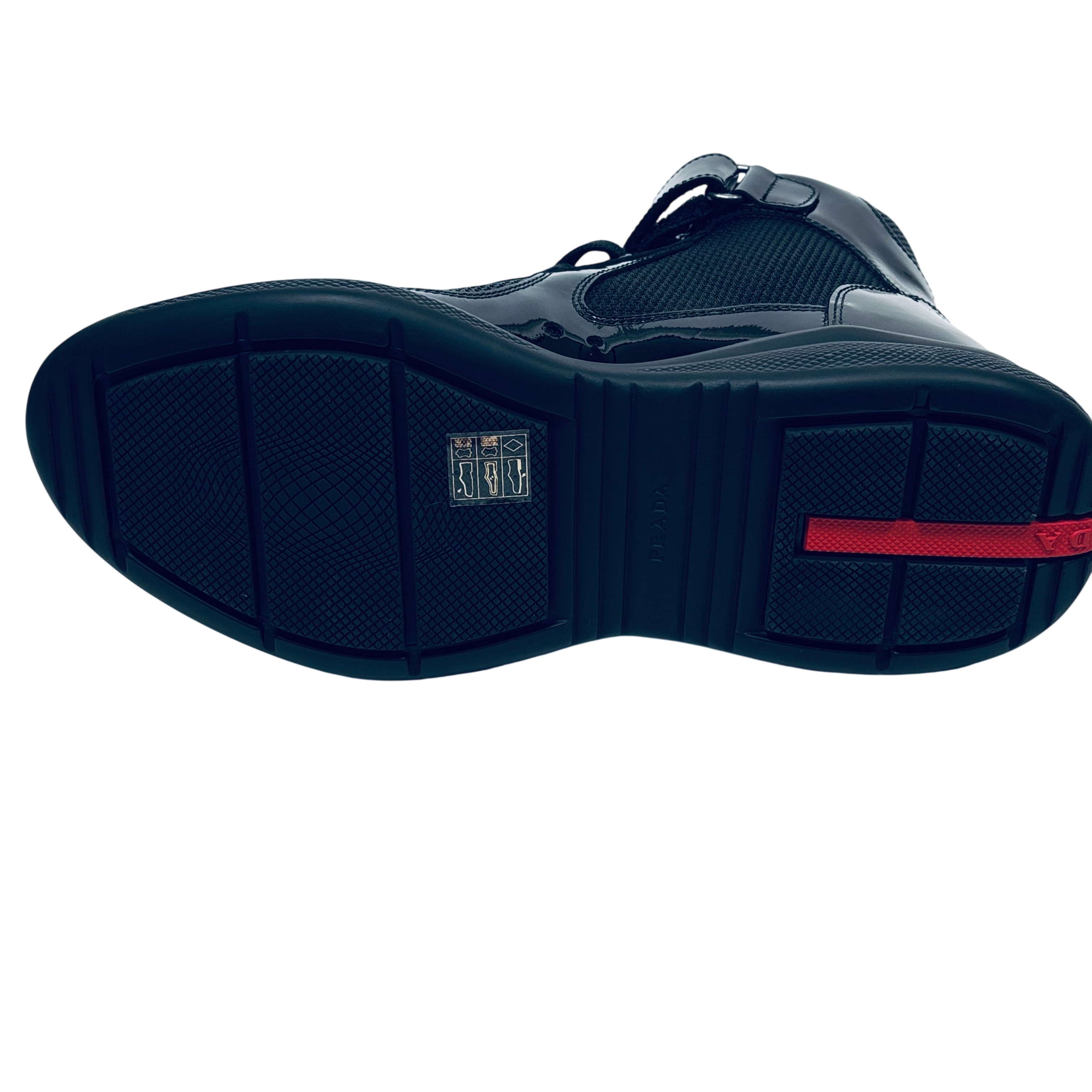 Prada 4T3461 Vernice Bike Mens High-Top Sneakers US Size 5