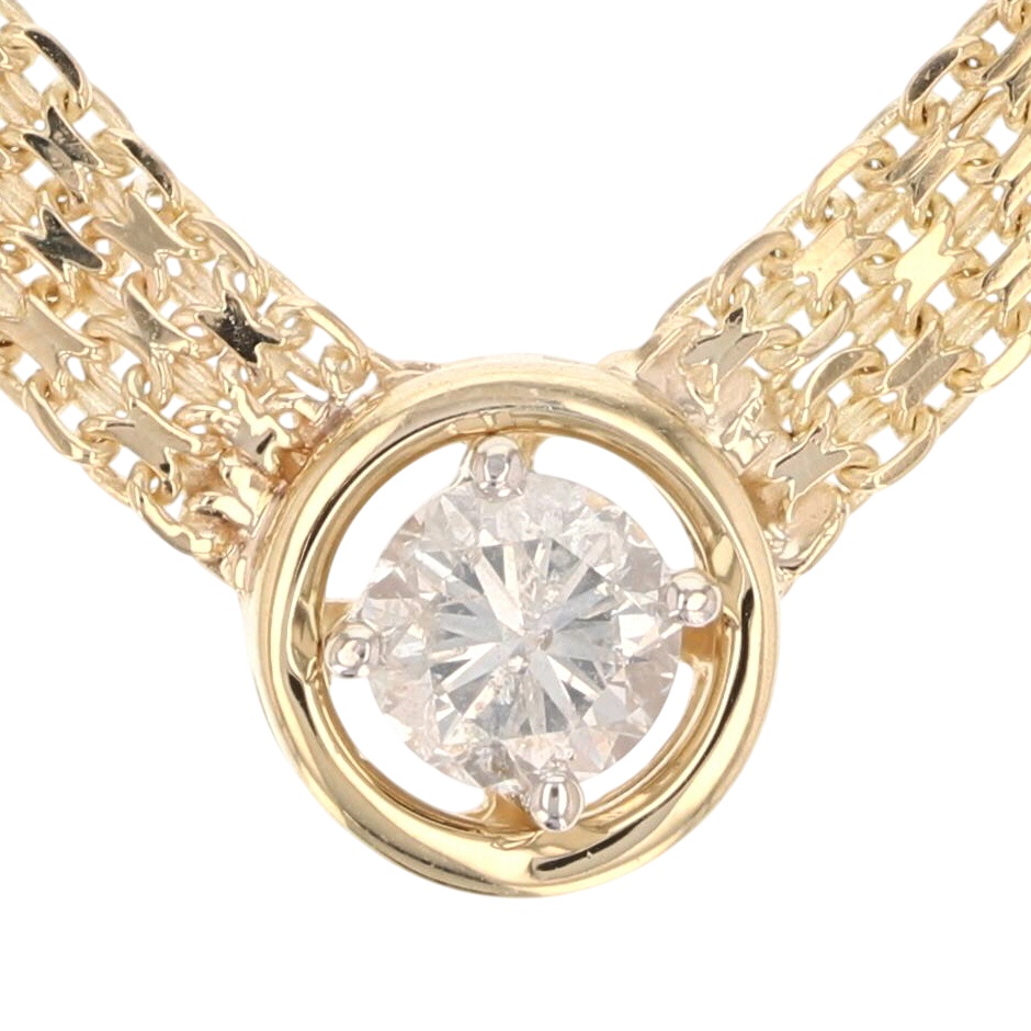 .52ct Diamond Solitaire Mesh Link Chain Chevron 17.5