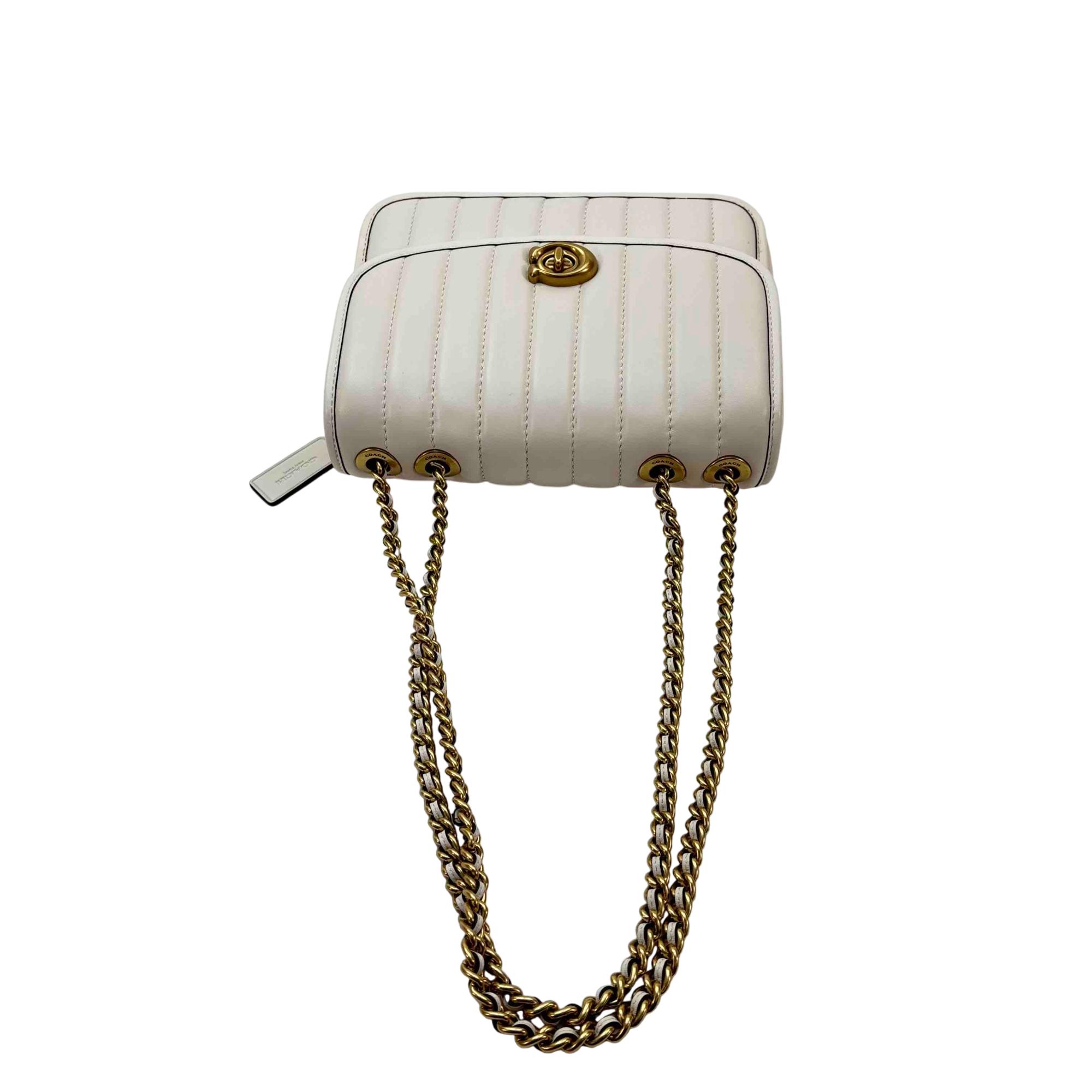 COACH ハンドバッグ Coach J2057-4684 Madison Turnlock Tan/Off White Quilted Leather