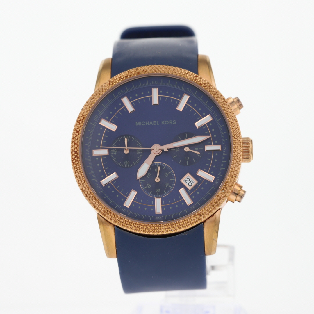 Michael Kors Scout 43mm Blue Dial Chronograph Silicone Strap  display picture 3