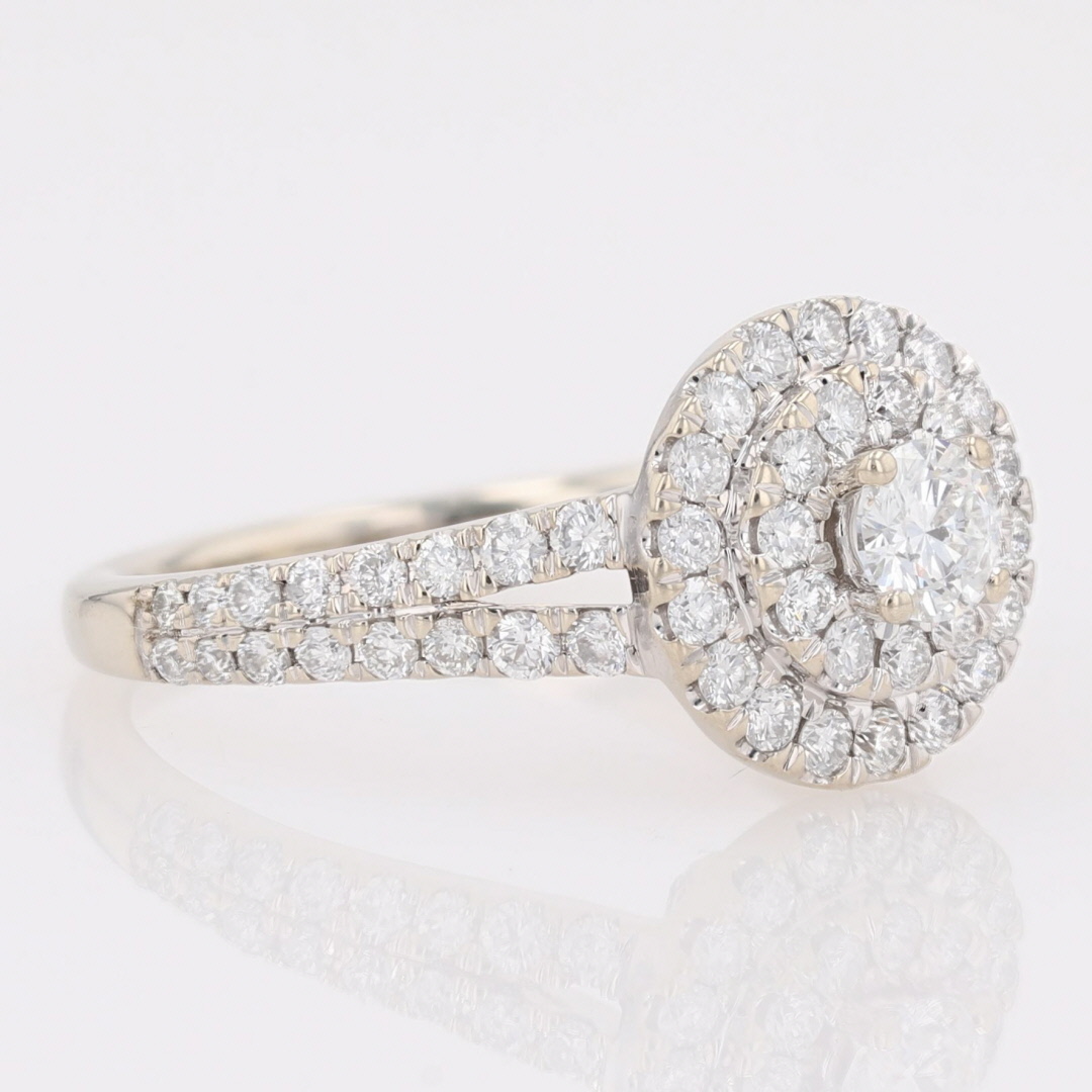 1.25ctw Round Cut Diamond Double Halo Engagement Ring 14k White Gold ...