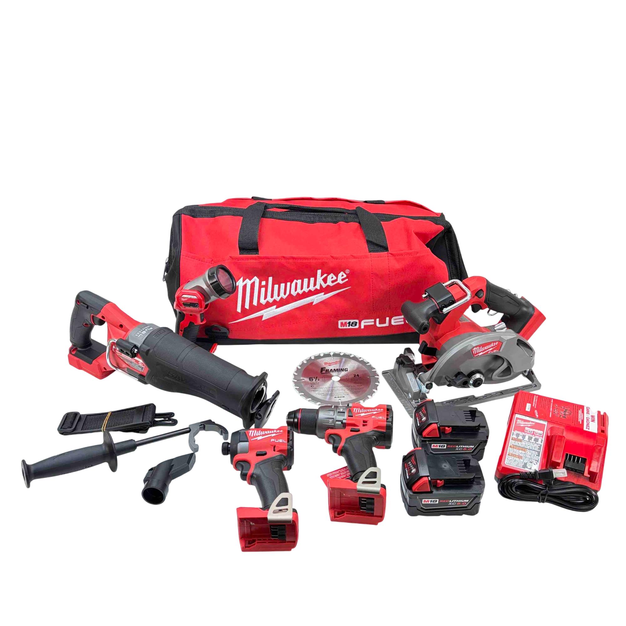 M18 FUEL 18-Volt Lithium-Ion Brushless Cordless Combo Kit (5-Tool) with Brushless Cordless Handheld Blower M18 FUEL 18-Volt Lithium-Ion Brushless Cordless Combo Kit (5-Tool) with Brushless Cordless Handheld Blower