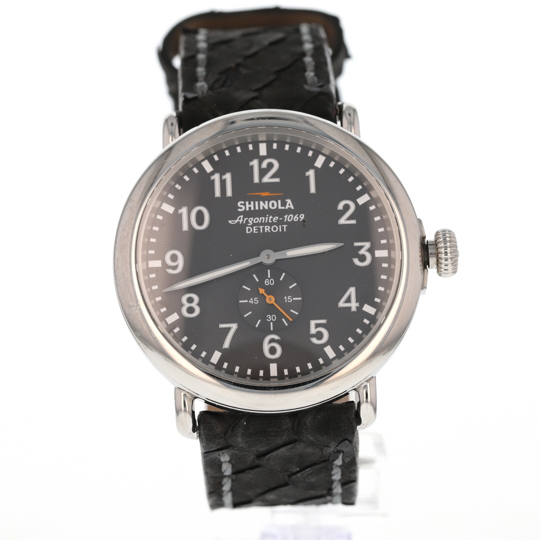 Shinola The Runwell Classic 47mm Black Dial Leather Strap Men's