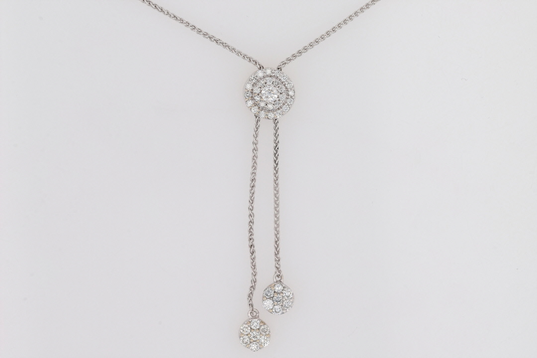 .46ctw Round Cut Diamond Cluster Lariat Style Bolo 26" Necklace 14k ...