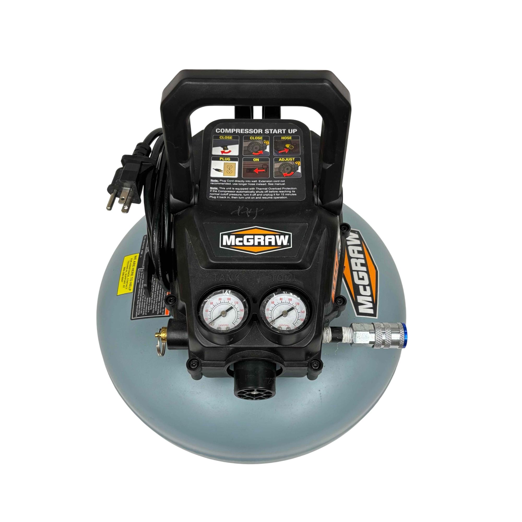 McGRAW 3 Gallon 1/3 HP 110 PSI Oil-Free Pancake Air Compressor